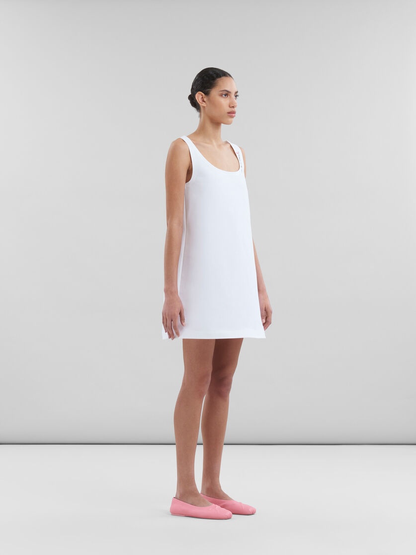WHITE CADY A-LINE DRESS WITH MARNI MENDING - 5