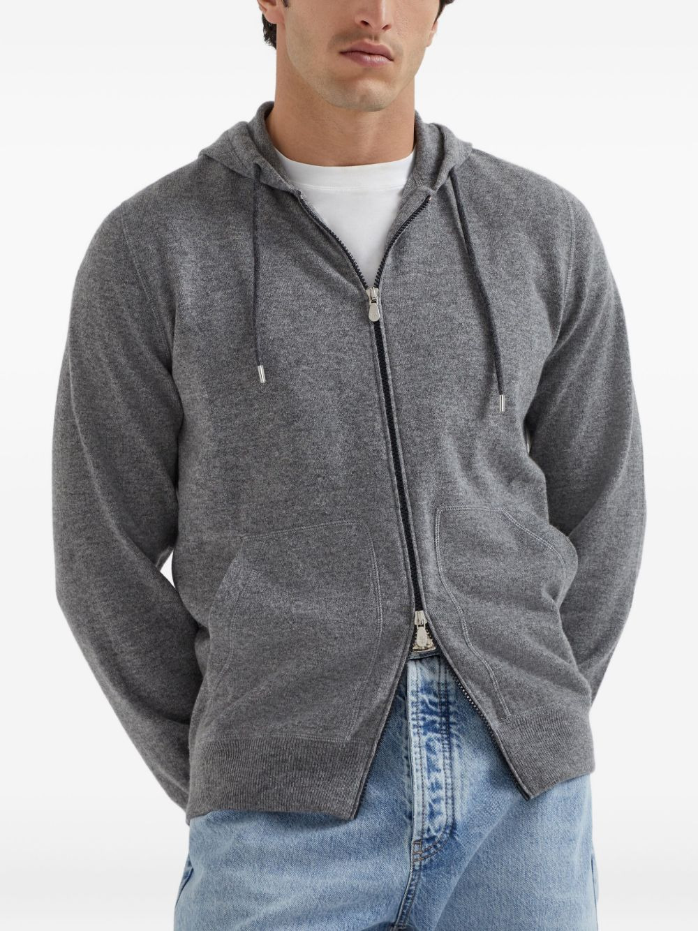 zip-up cashmere hoodie - 3