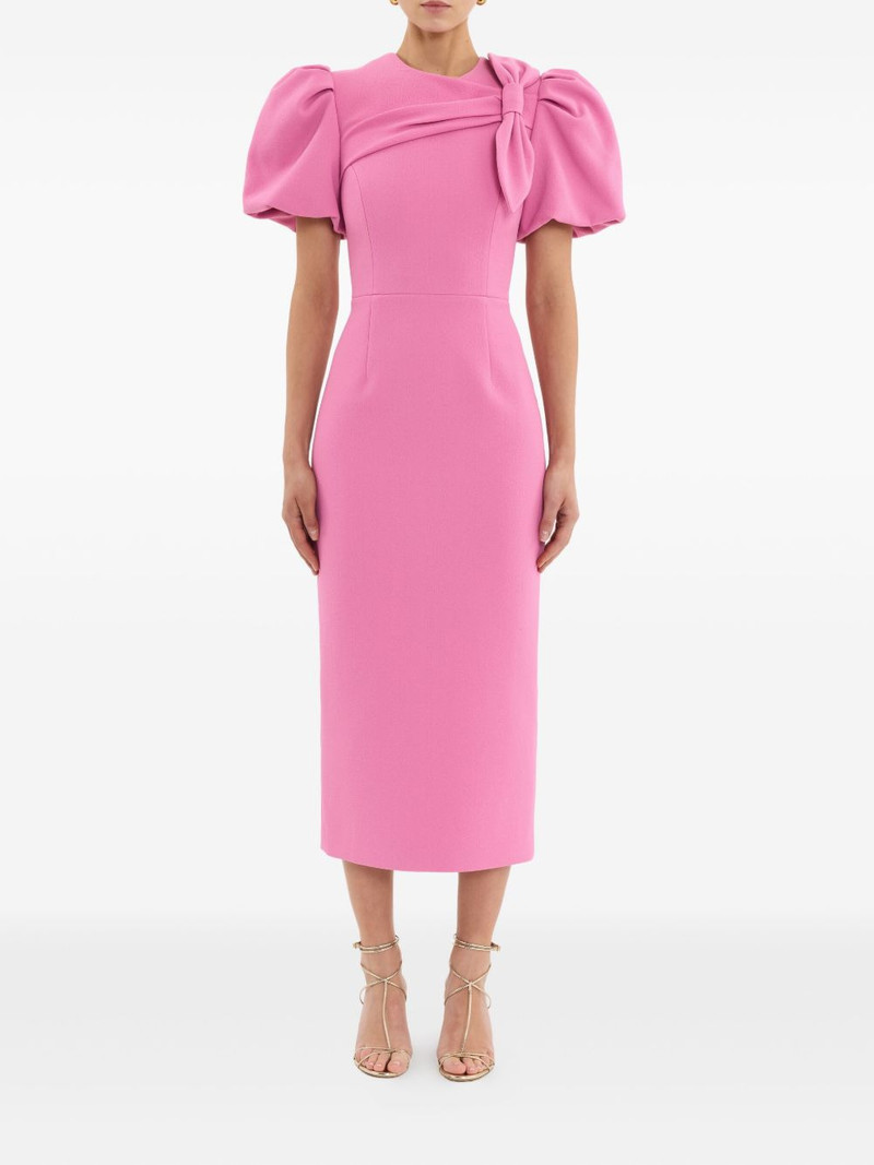 REBECCA VALLANCE bow puff-sleeve muriel midi dress outlook