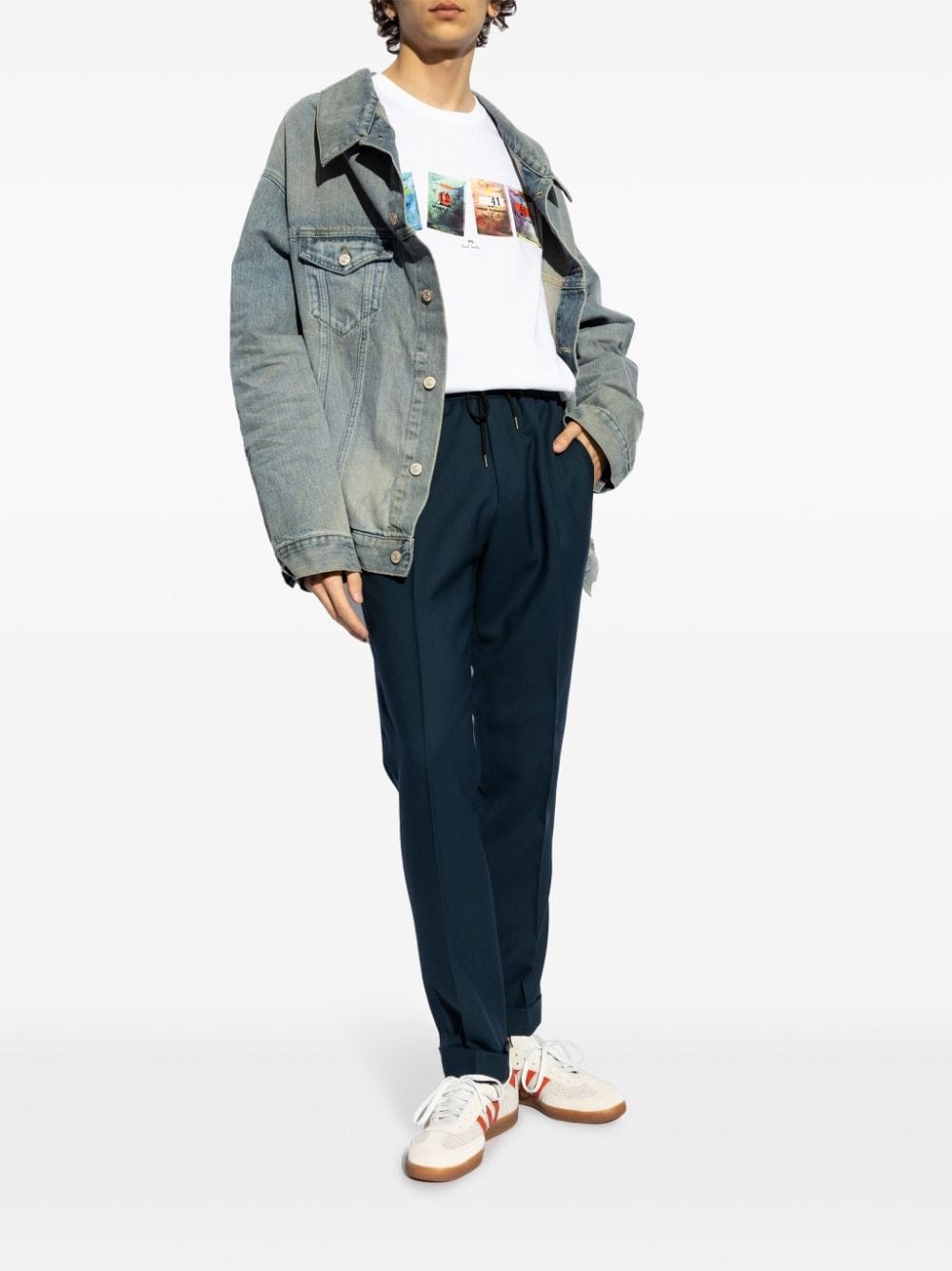 drawstring wool chino trousers - 2