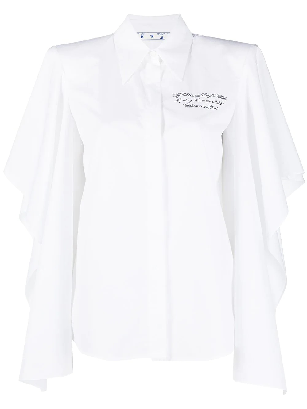 embroidered billowing-sleeve shirt - 1