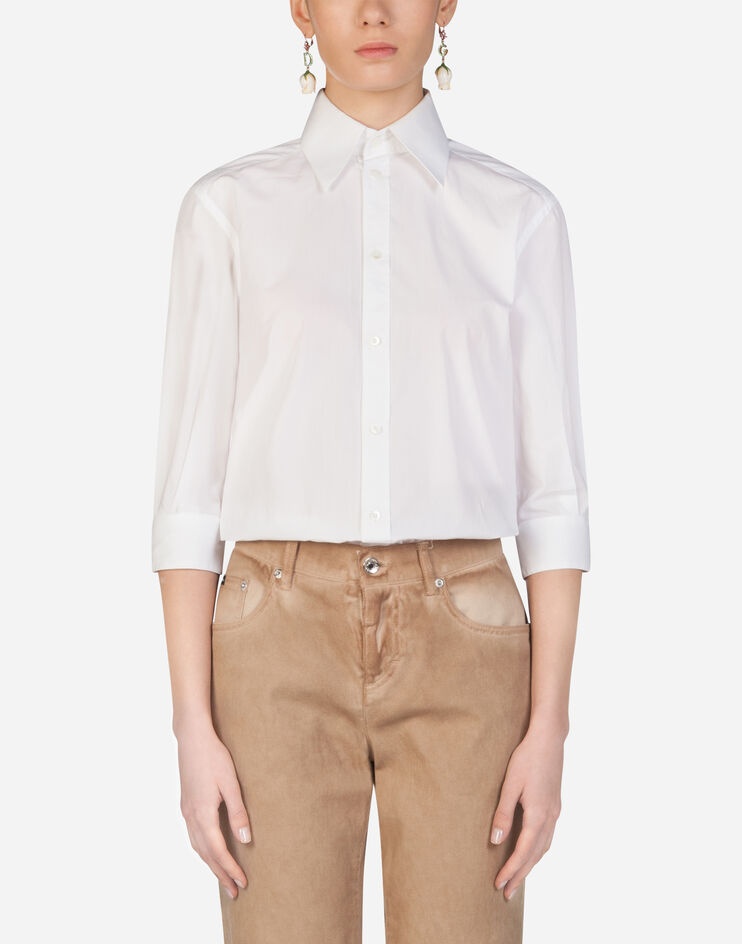 Poplin shirt with mother-of-pearl buttons - 1