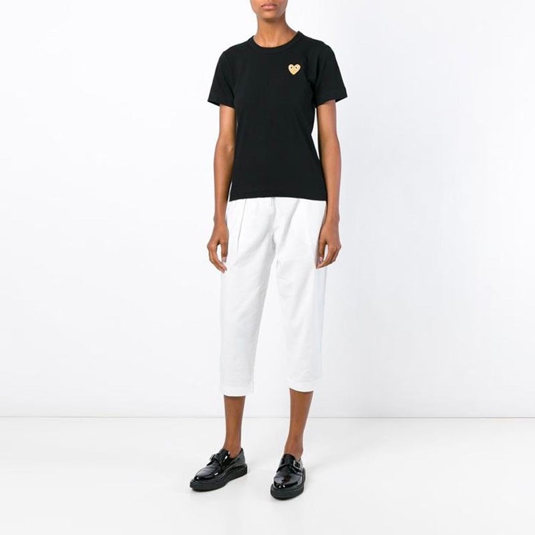 (WMNS) COMME des GARCONS PLAY Heart Logo Tee 'Black Gold' AZ-T215-015-1 - 3