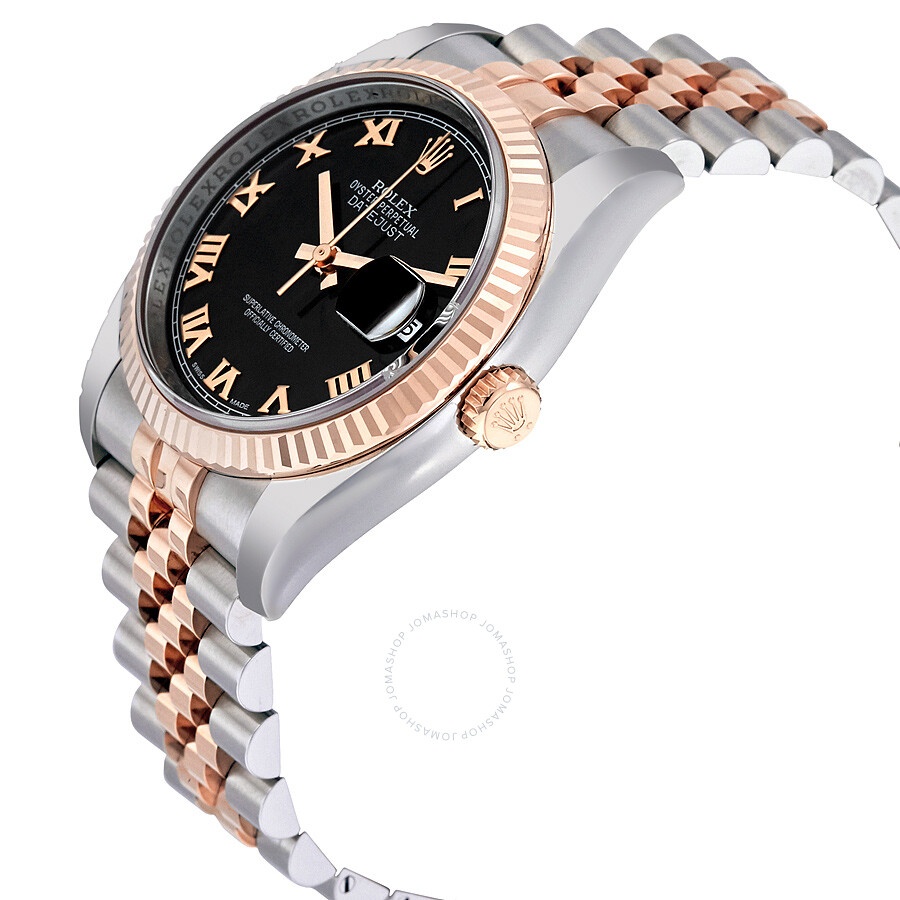 Rolex Oyster Perpetual Datejust 36 Black Dial Stainless Steel and 18K Everose Gold Jubilee Bracelet  - 2