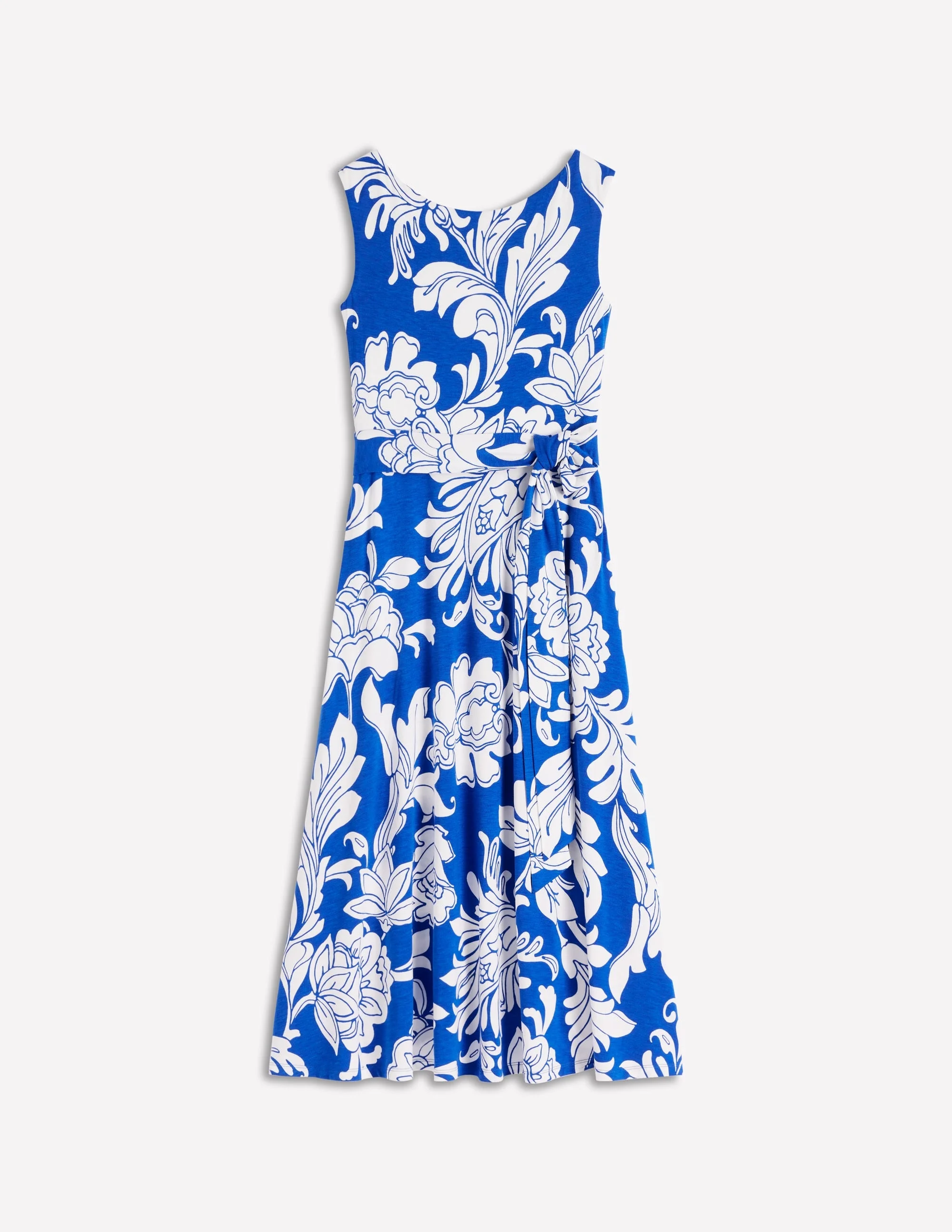 Tamsin Jersey Midi Dress-Blue, Botanical Flourish Mono - 1