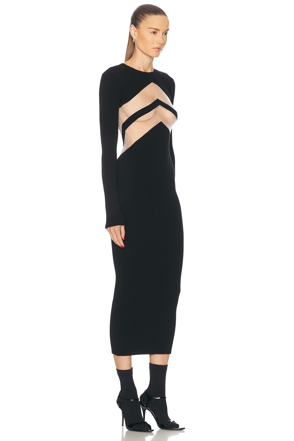 Transparent Chevron Long Dress - 2