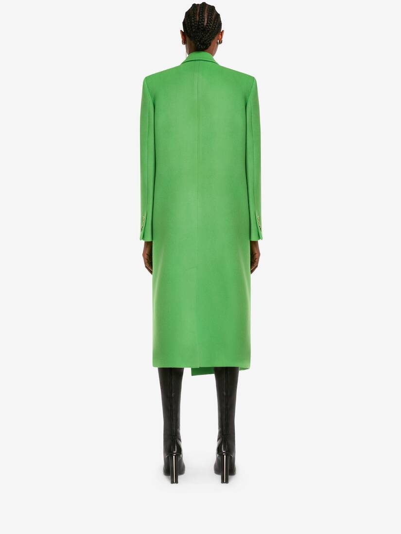 Women's Oversized Drop Hem Coat in Acid Green - 4
