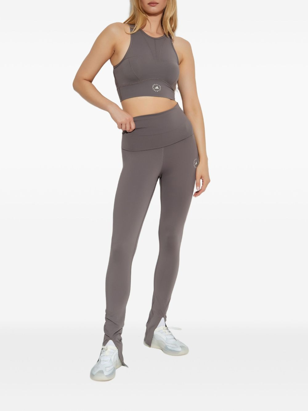 logo-print split-hem leggings - 2