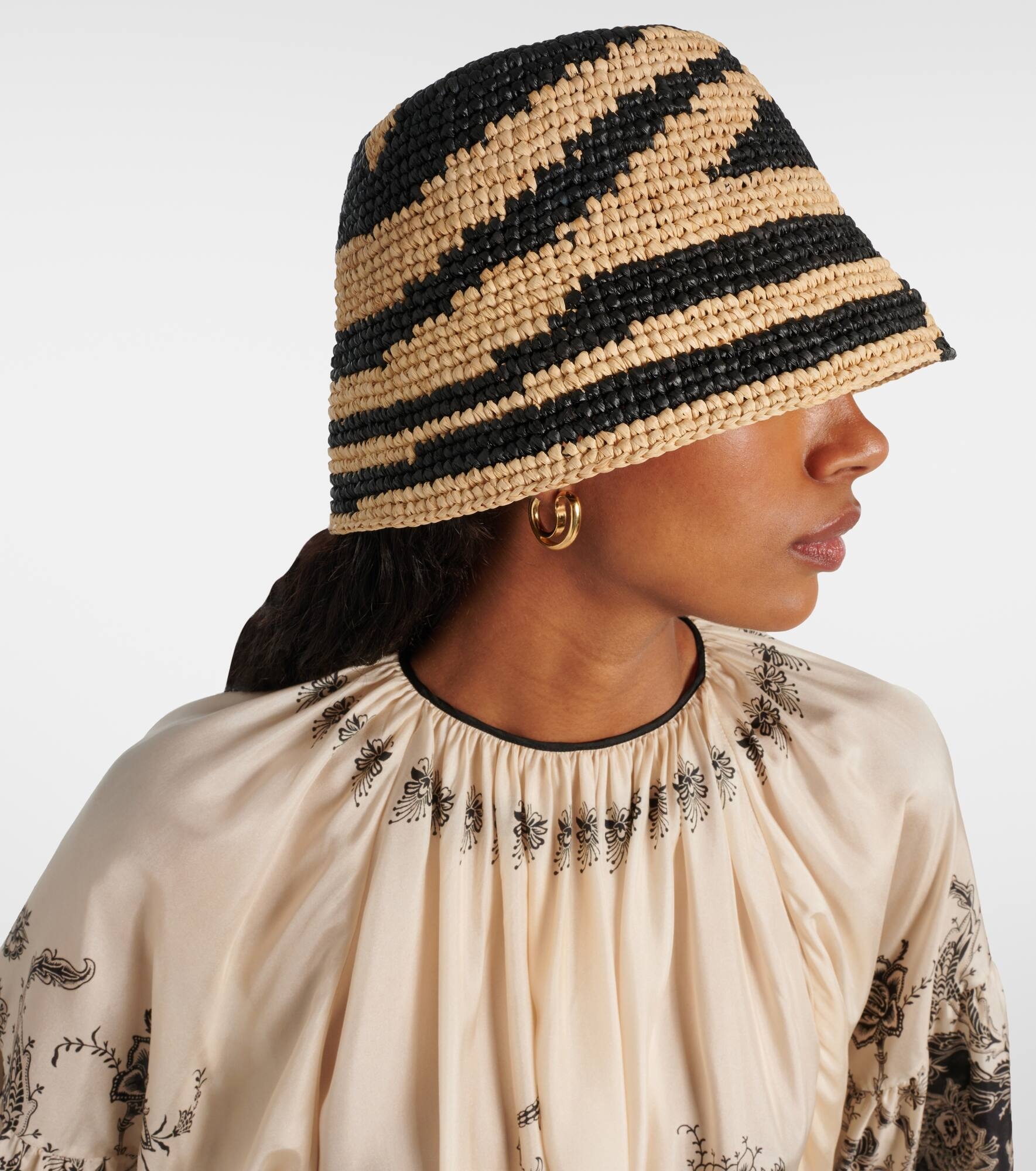 Zebra-print raffia bucket hat - 5