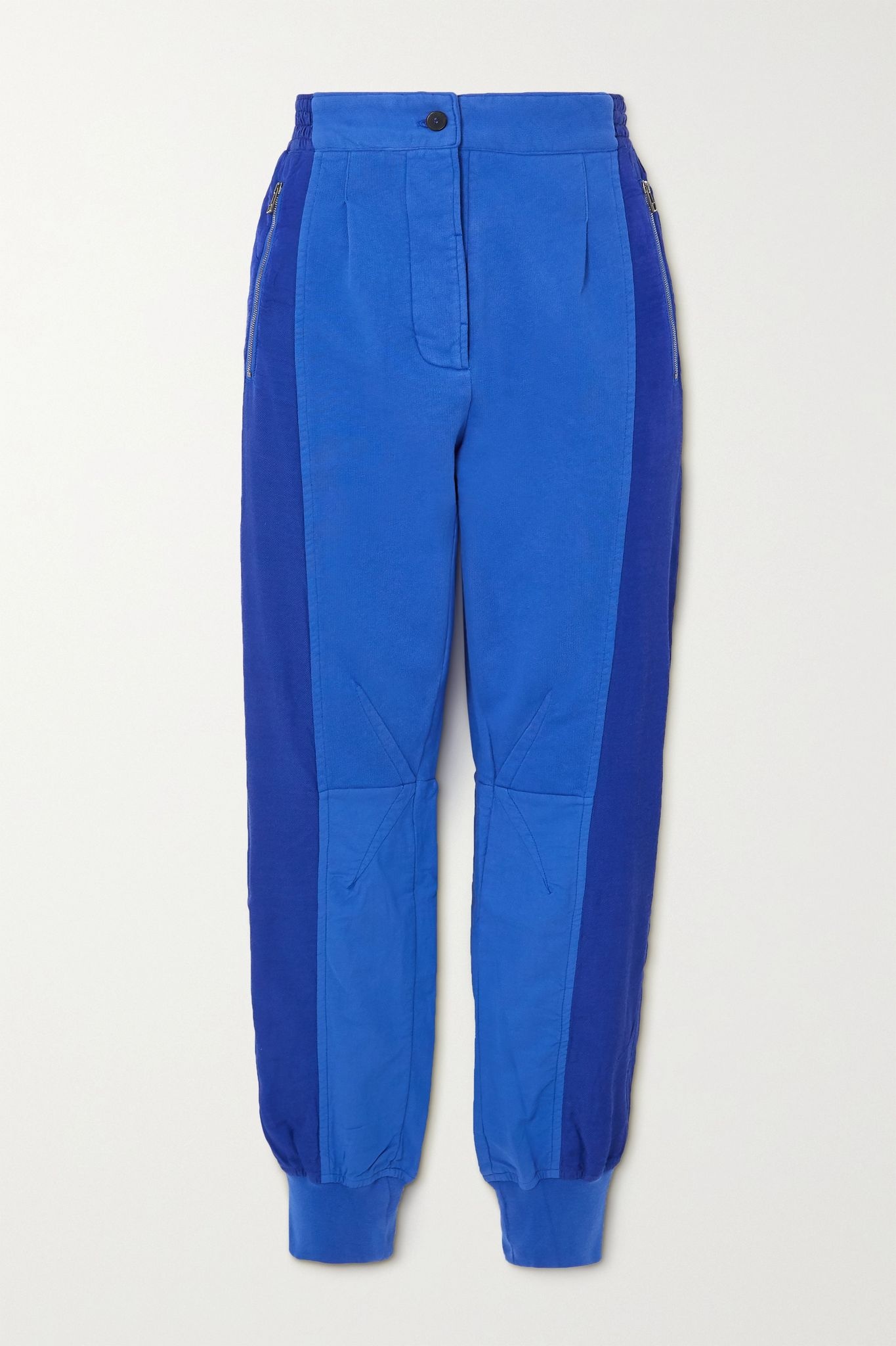 Cropped paneled cotton-jersey and poplin track pants - 1