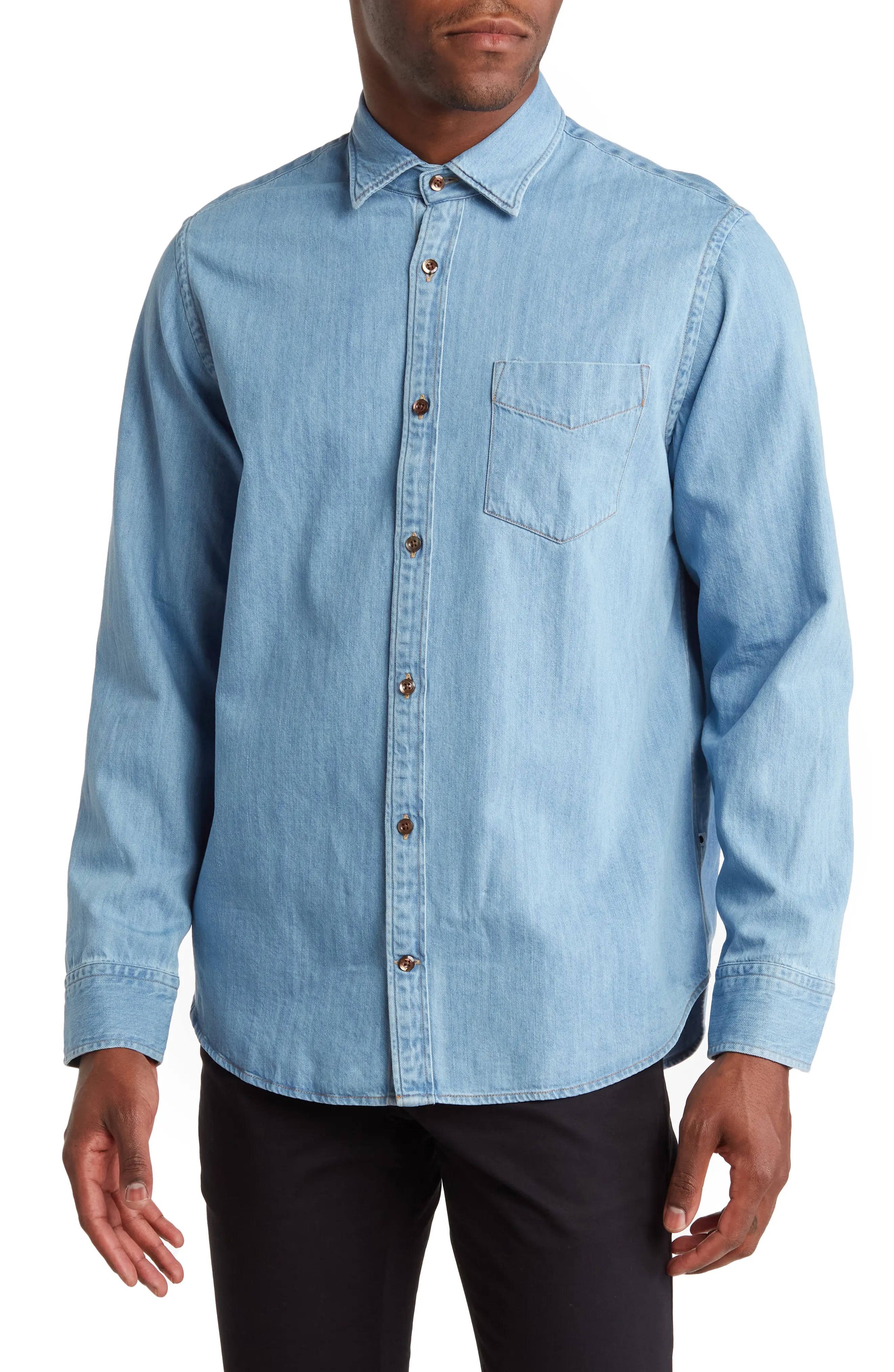 Errico Chambray Button-Up Shirt - 1