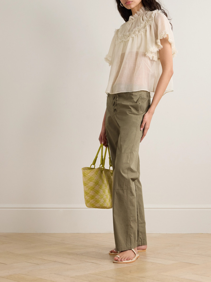 FORTELA Rope-trimmed Coated-cotton Straight-leg Pants outlook