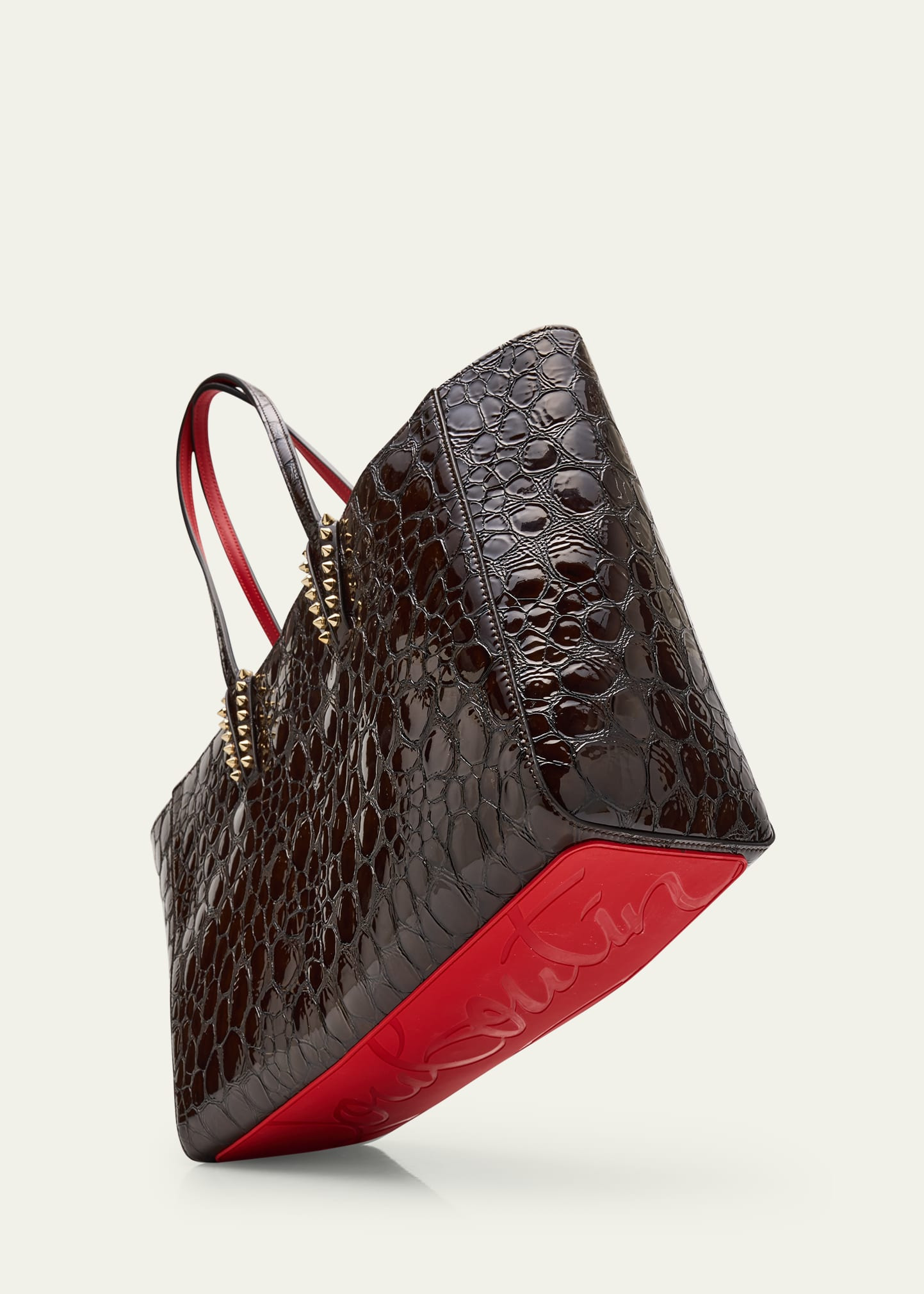 Cabata Small Tote Bag in Glossy Croc-Embossed Leather - 5