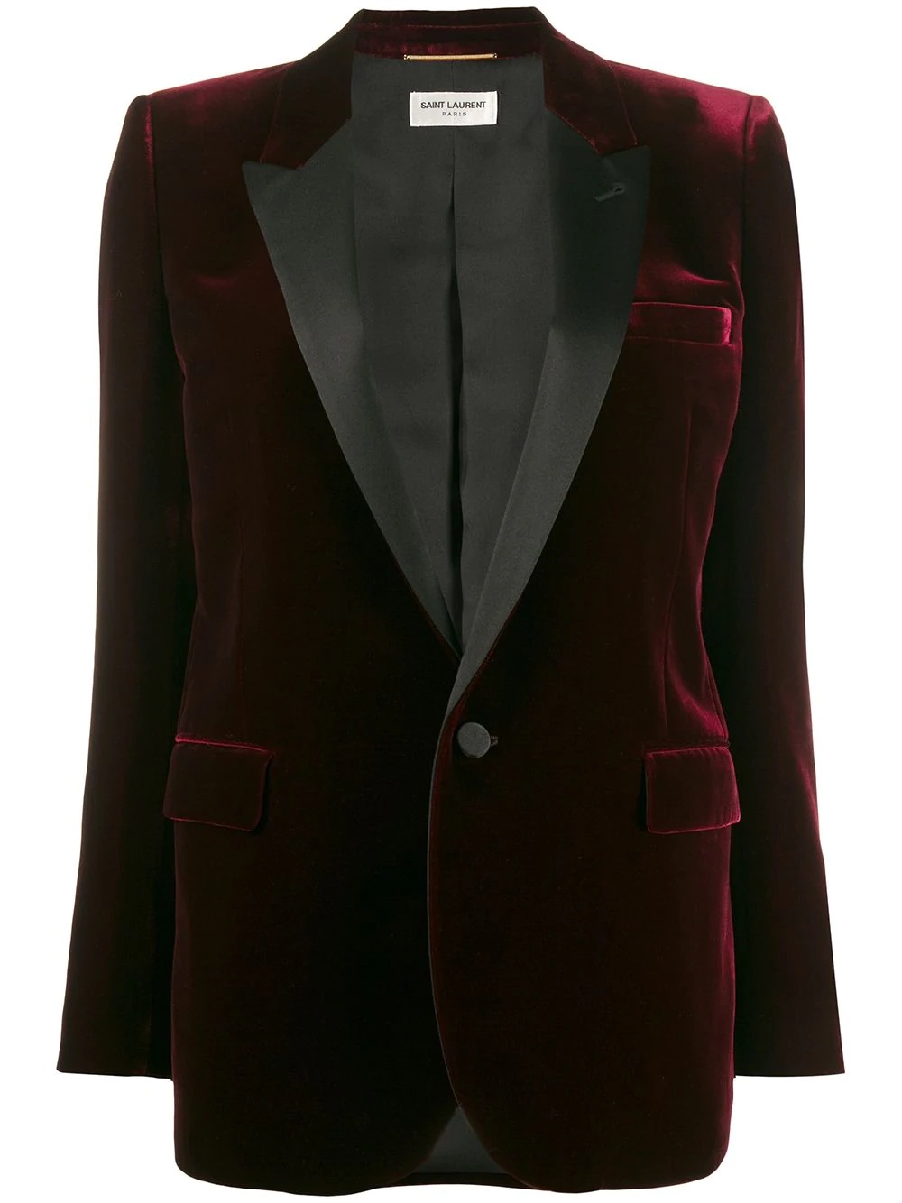 velvet-effect single-breasted blazer - 1