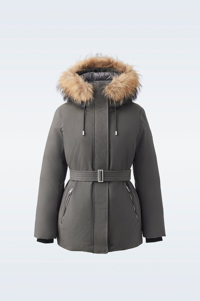 JENI-FZ 2-in-1 Down parka with removable bib & fur trim 1