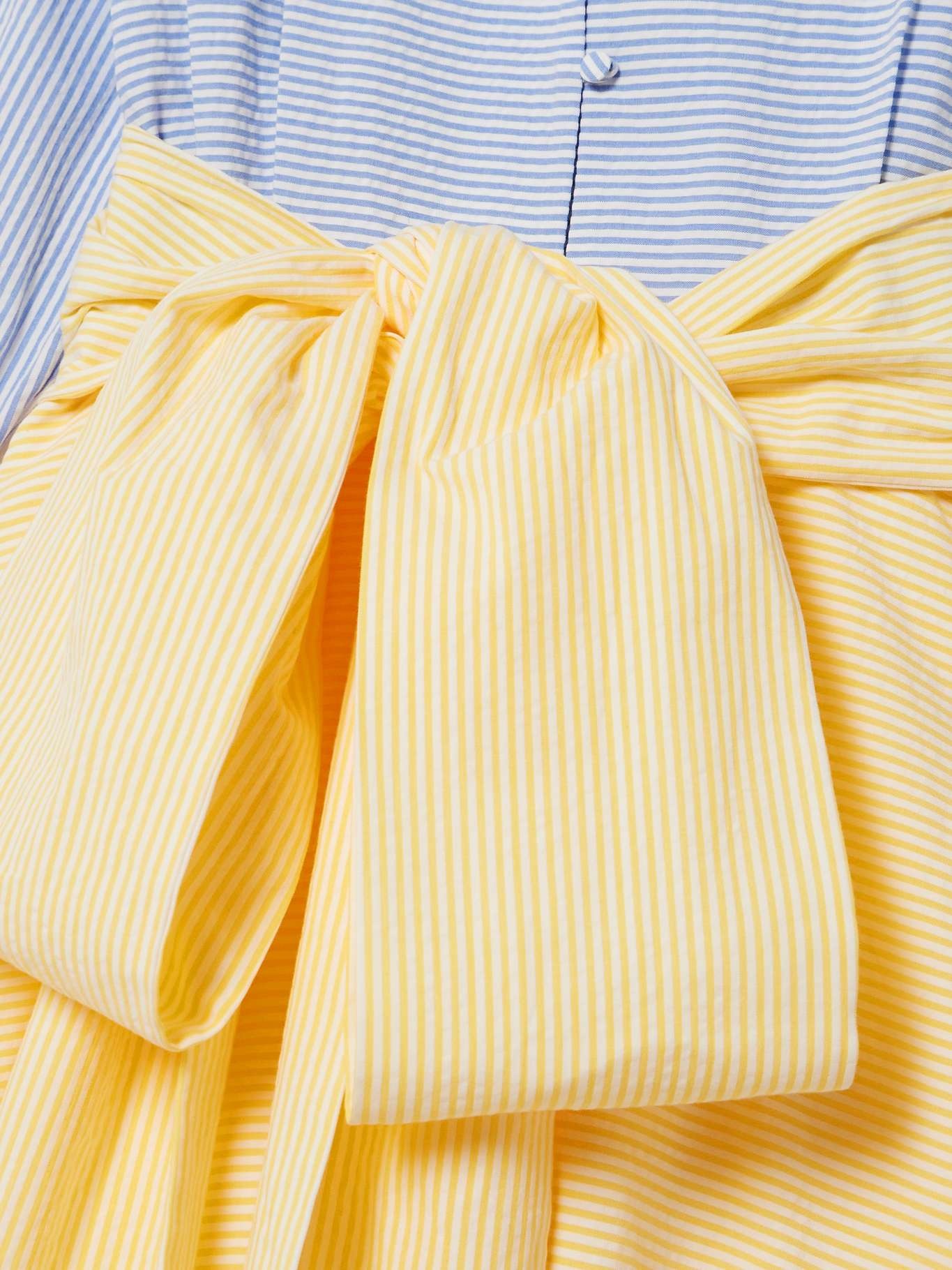 Clarence belted striped cotton-seersucker maxi shirt dress Yellow - 4