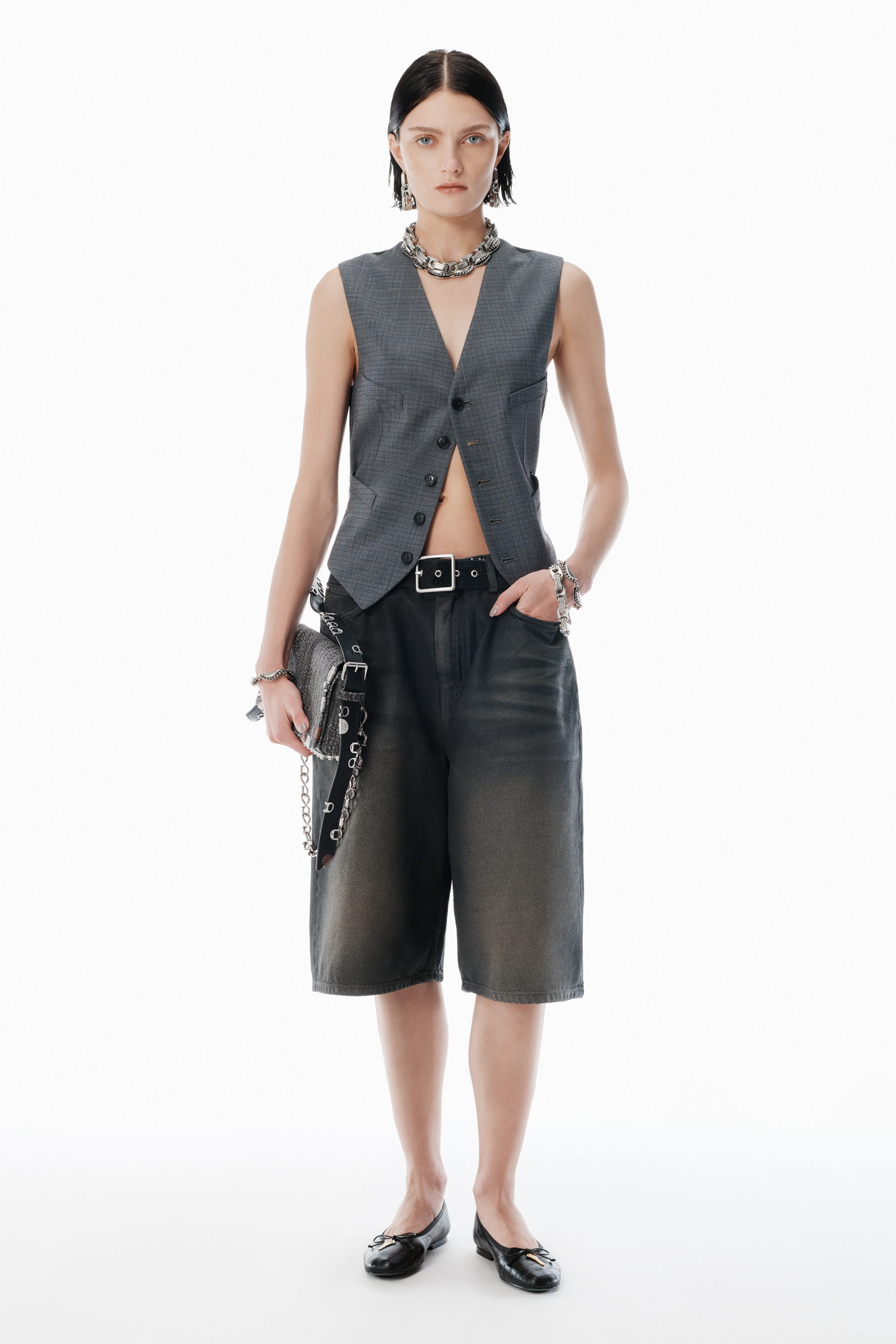Grey Wool-Blend Vest with chain-link - 6