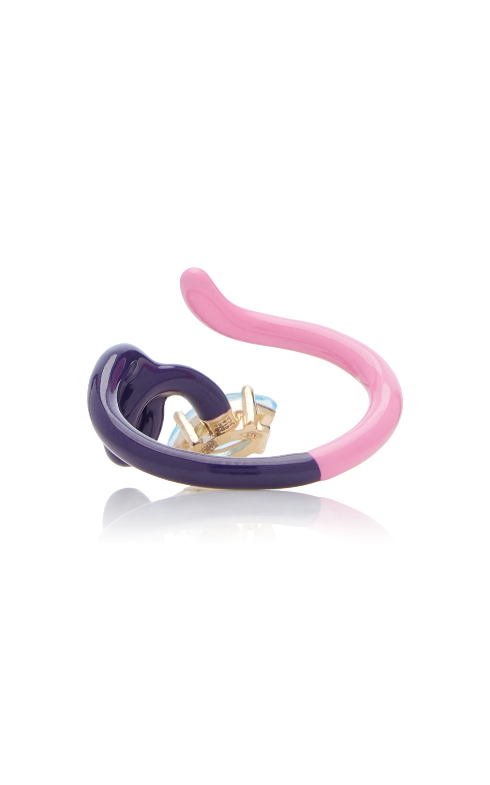 B 9K Yellow Gold Topaz Enameled Vine Ring multi - 6