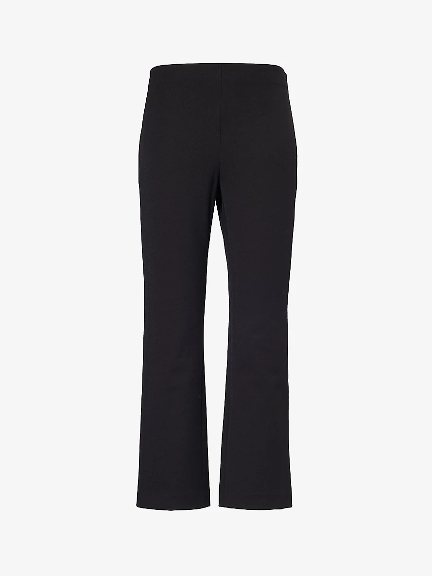 Elasticated-waist straight-leg mid-rise stretch-woven trousers - 1