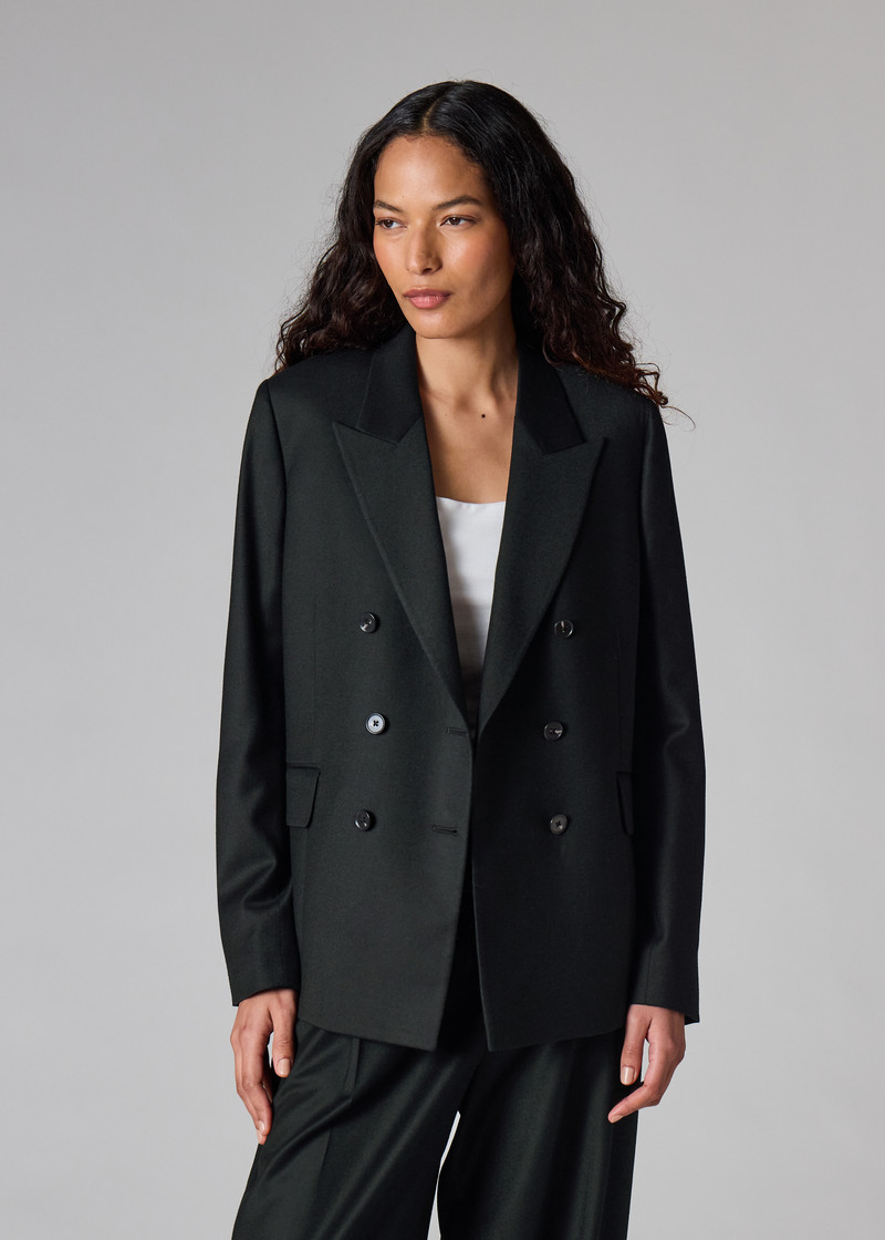Women's Black Wool-Cashmere Flannel Blazer 5