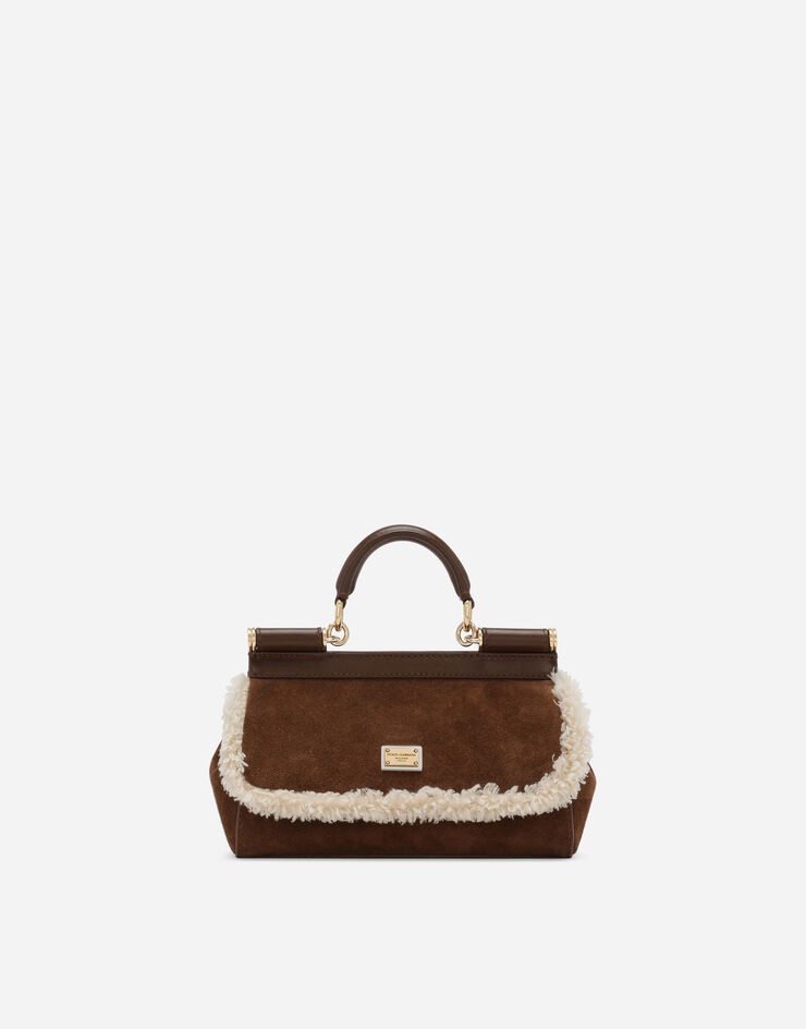 Sicily Large Suede Tote Bag in Brown - Dolce Gabbana