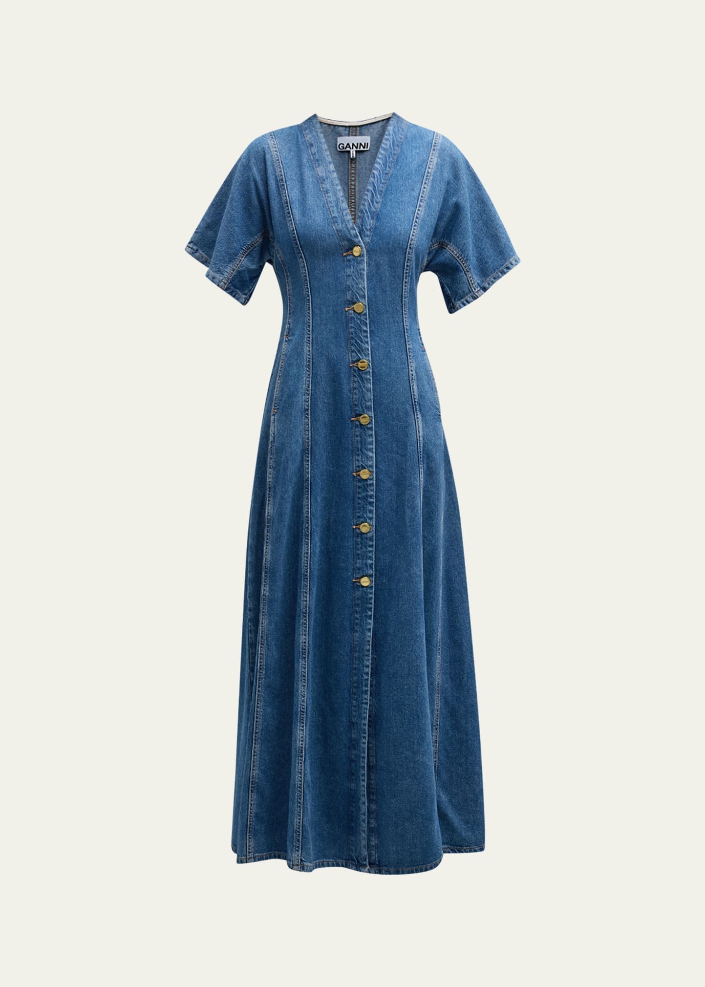 Future Short-Sleeve Denim Maxi Dress - 1