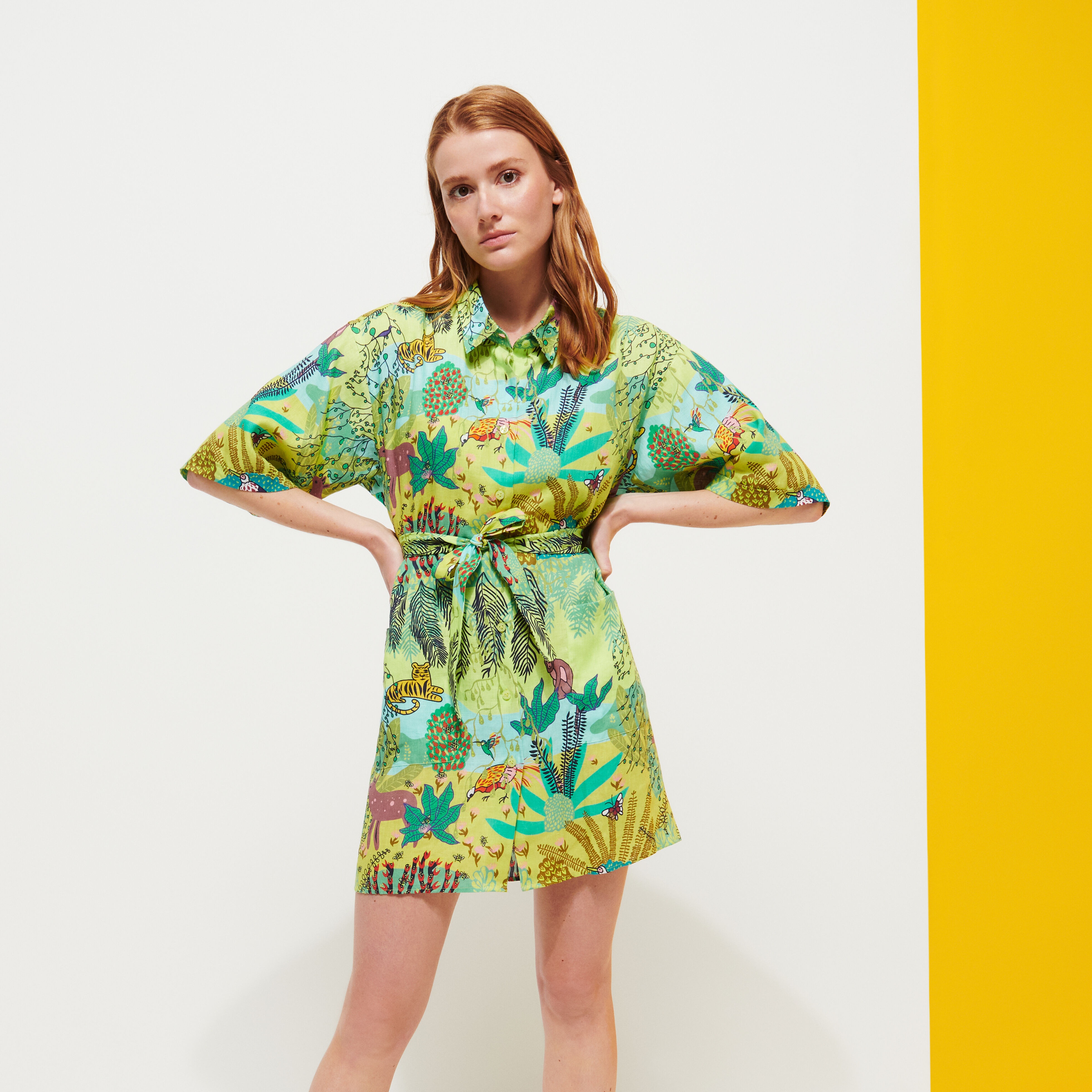 Women Linen Shirt Dress Jungle Rousseau - 3