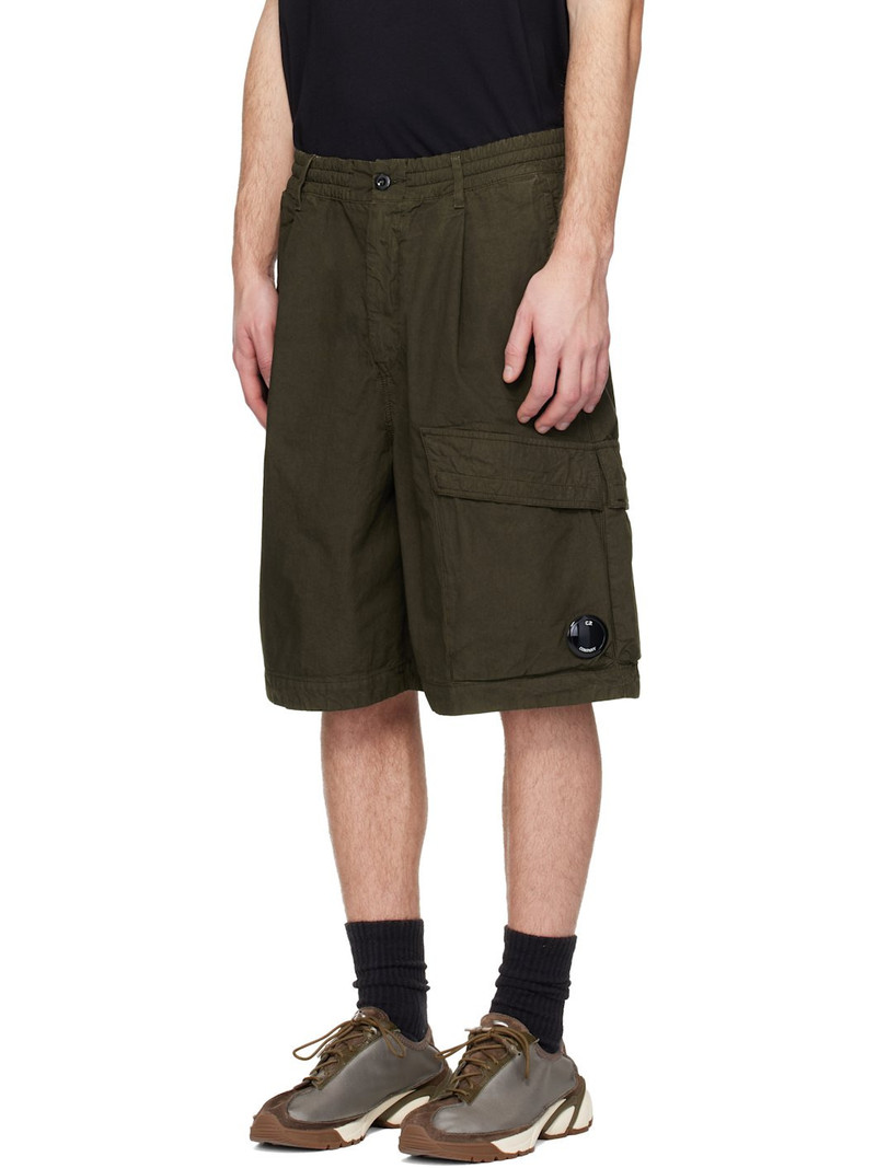 C.P. Company Khaki Micro-Reps Boxy Lens Shorts outlook