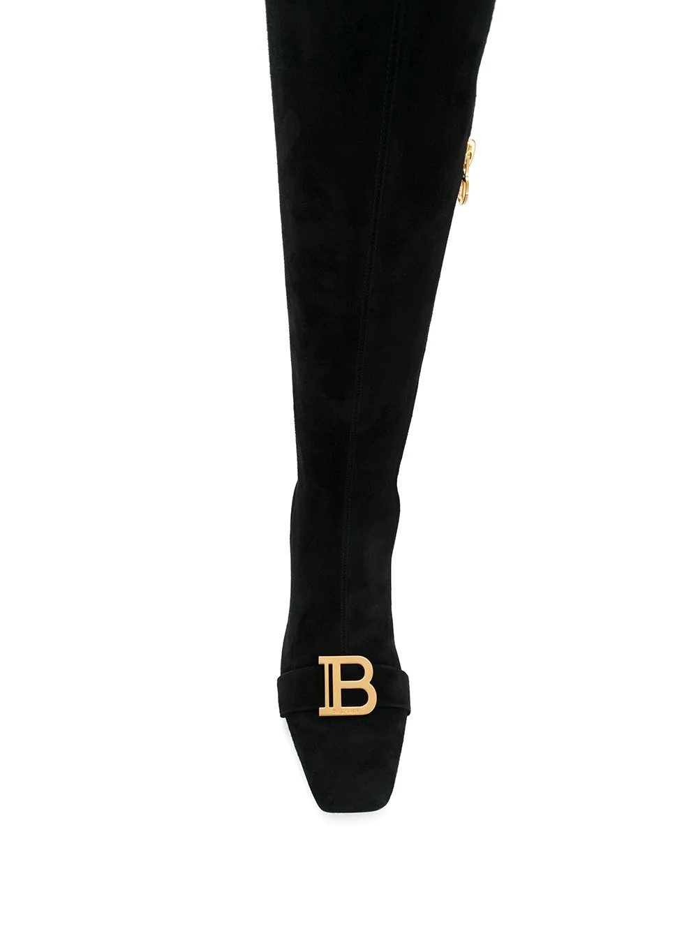 B plaque thigh-high boots - 4