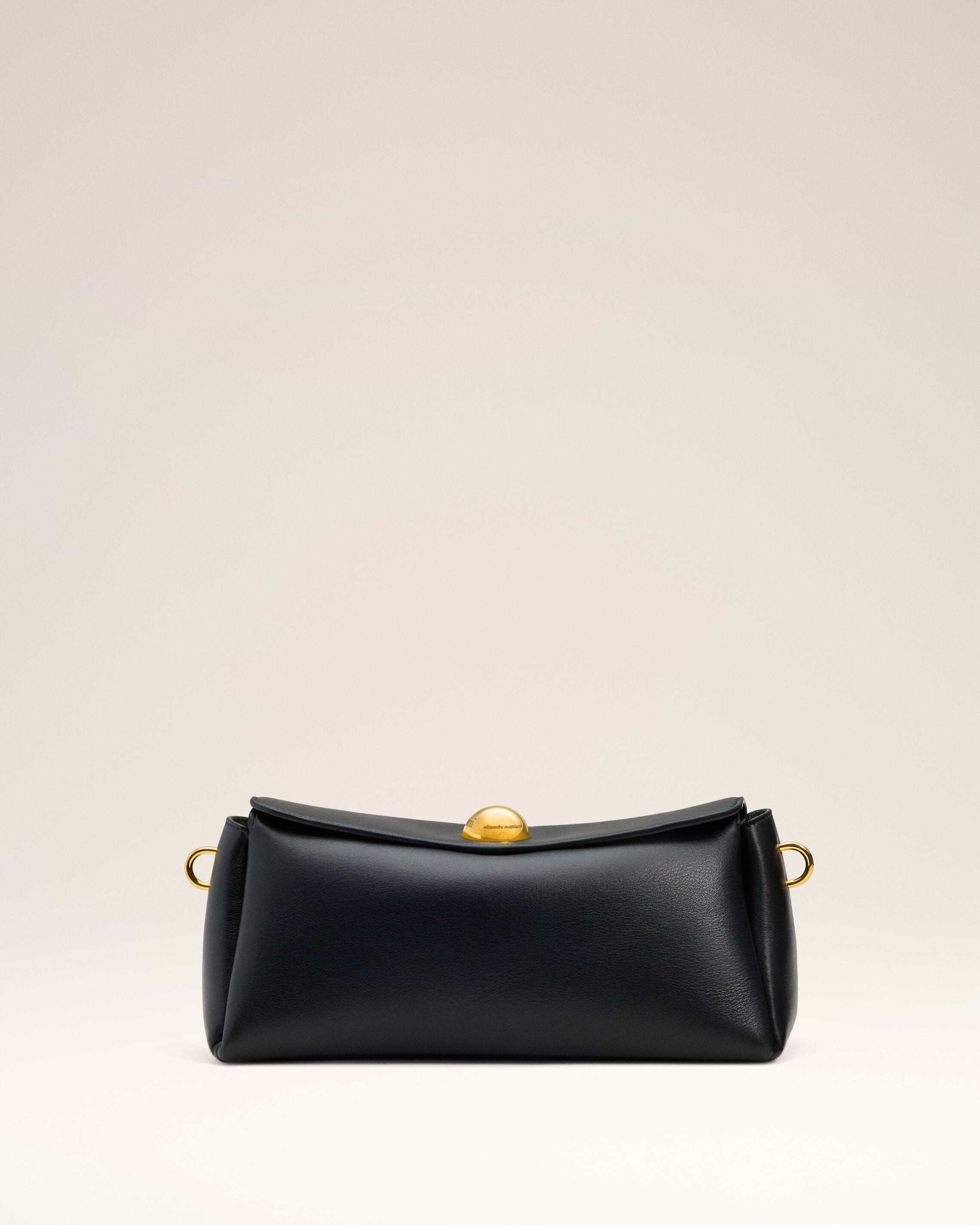 BLACK LEATHER CARROUSEL BAG - 3