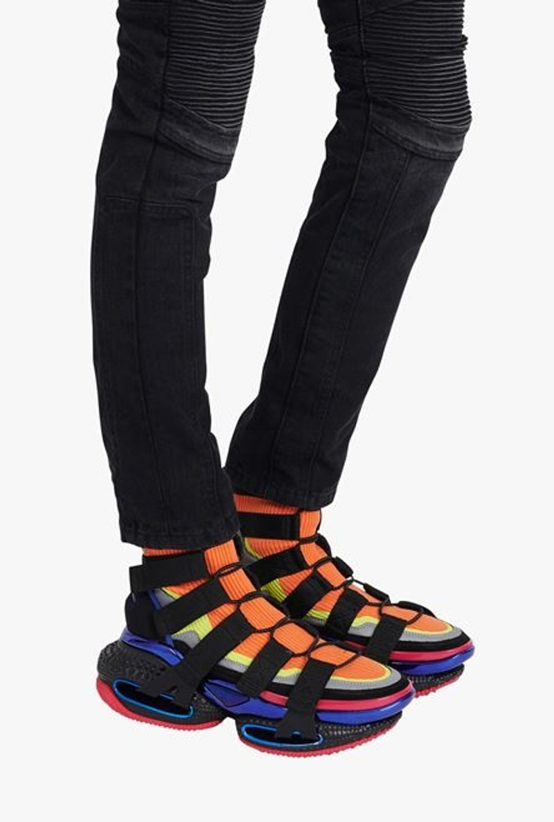 Multicolore suede and knit B-Bold sneakers with straps 7