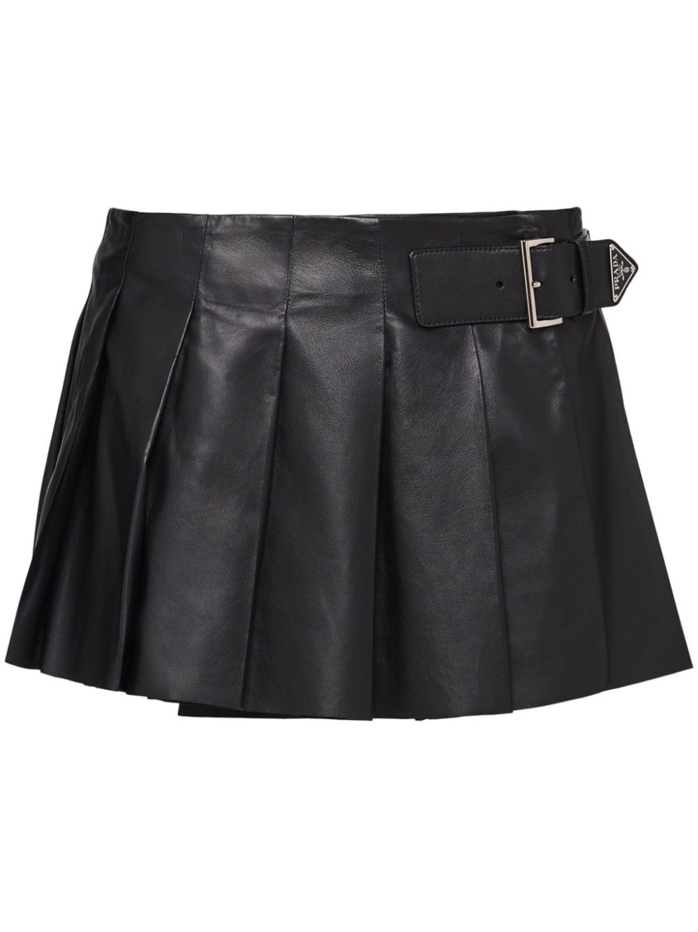 pleated leather miniskirt - 1