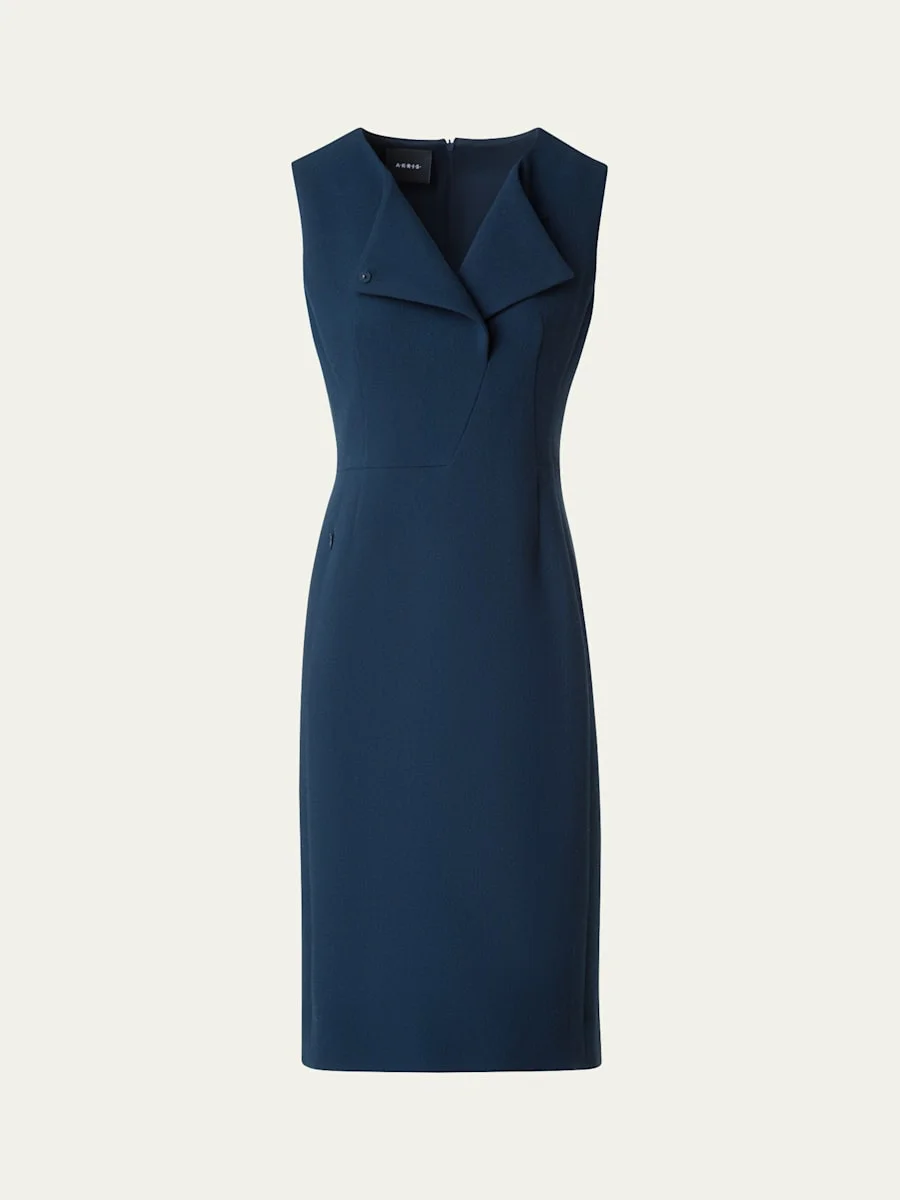Double-Face Wool Crepe Sheath Dress - 1