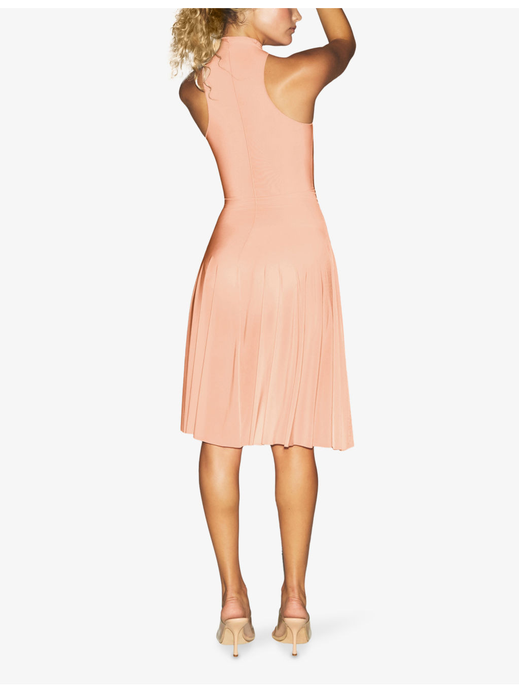 Milky Sheer High-Neck Jersey Midi Dress - 4