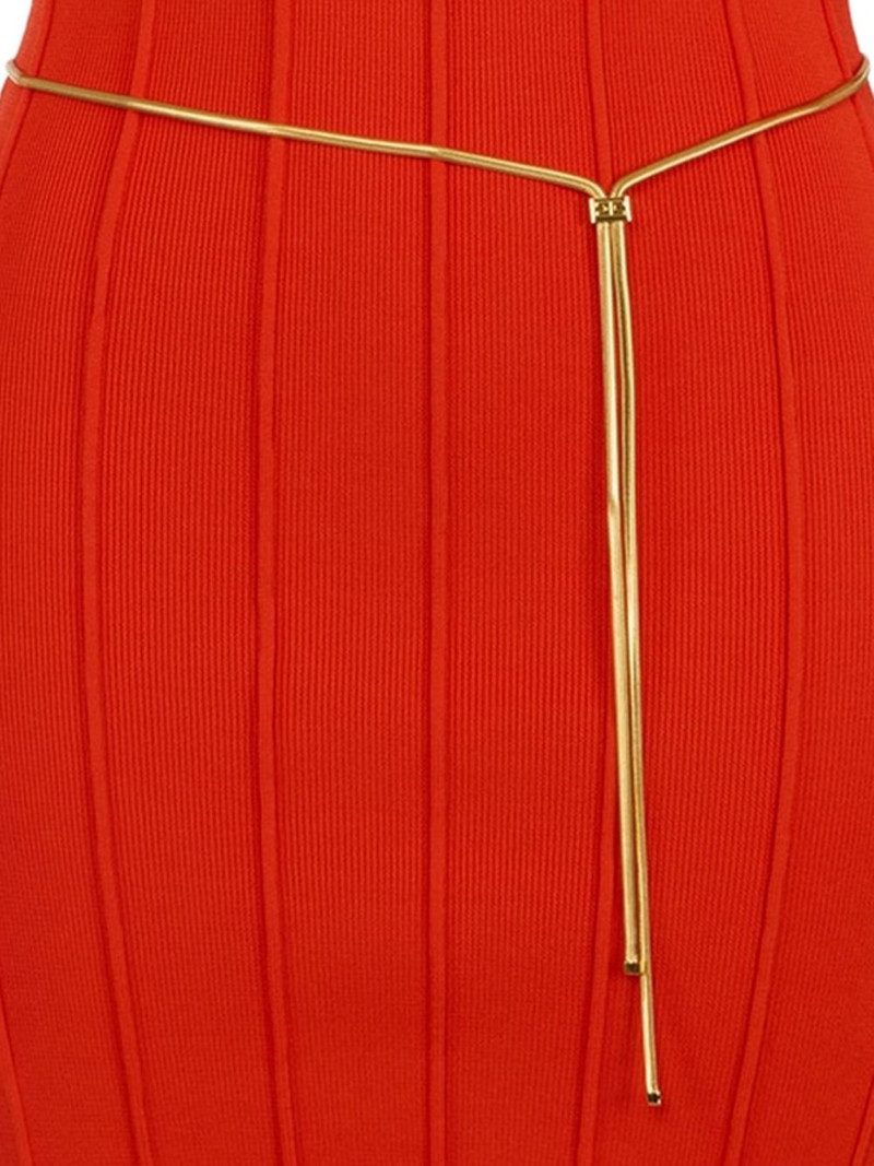 ELISABETTA FRANCHI puff-sleeve belt dress outlook