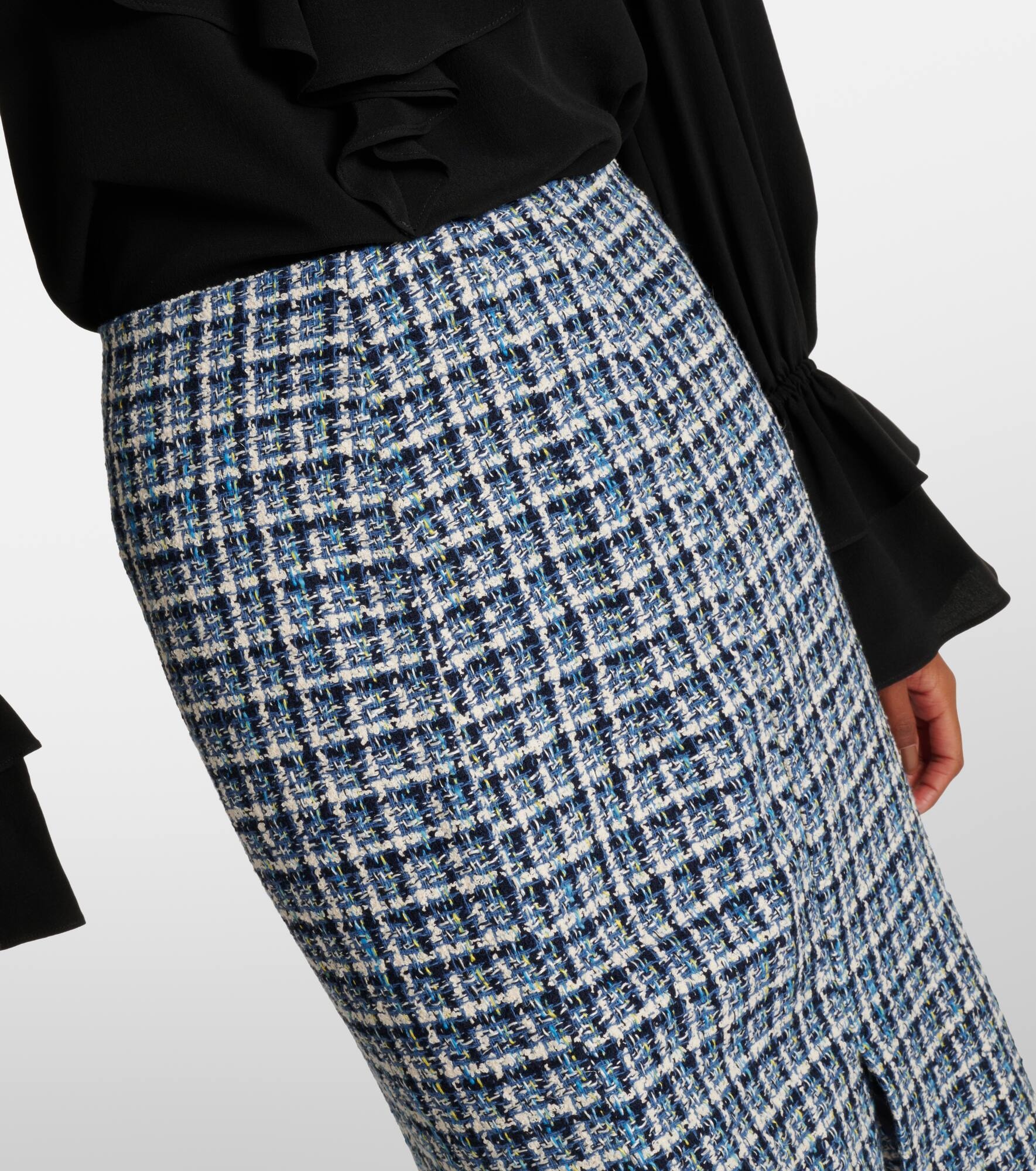 High-rise cotton-blend tweed midi skirt - 4