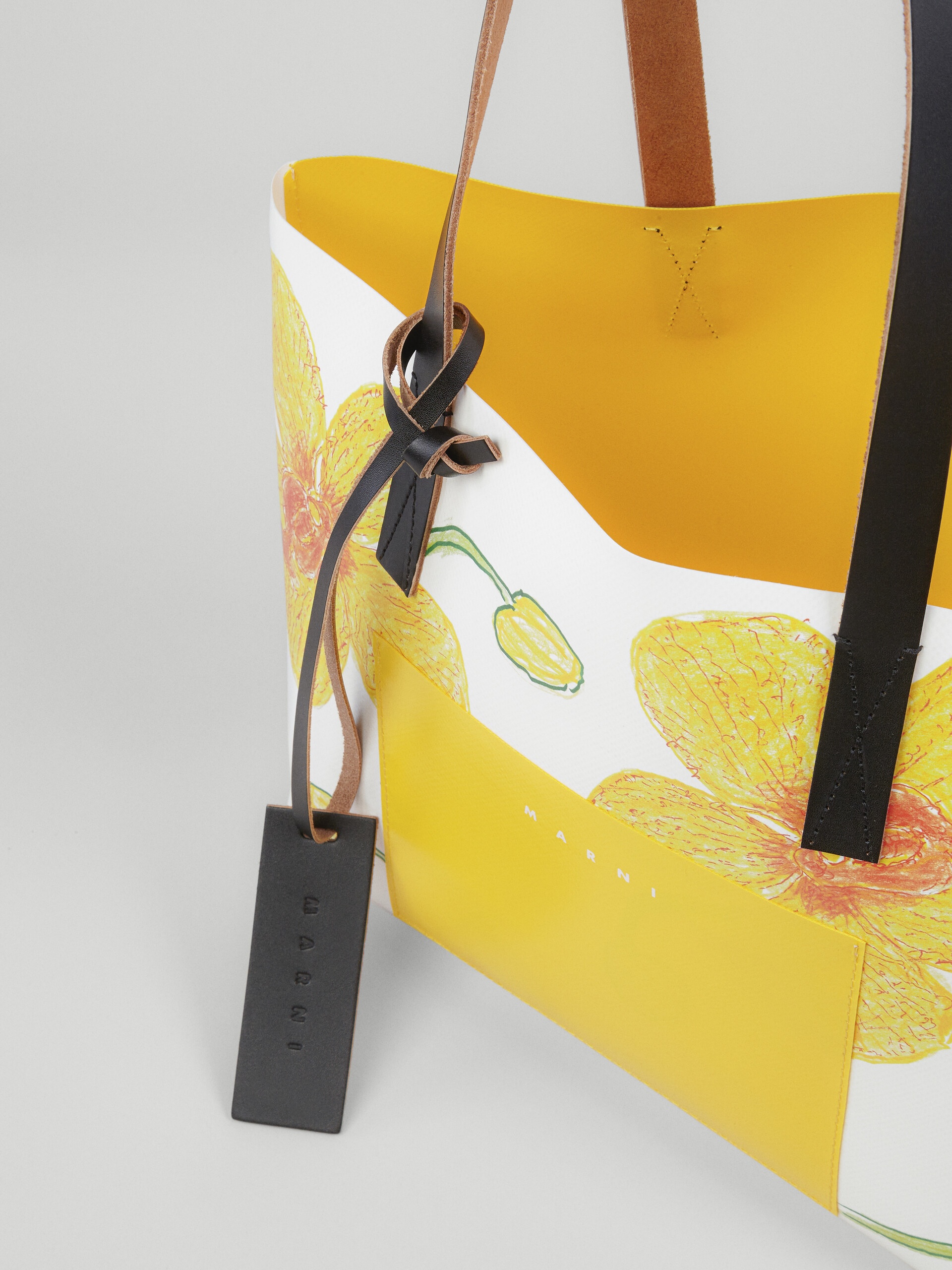 ORCHIDS PRINT YELLOW SHOPPING BAG - 5