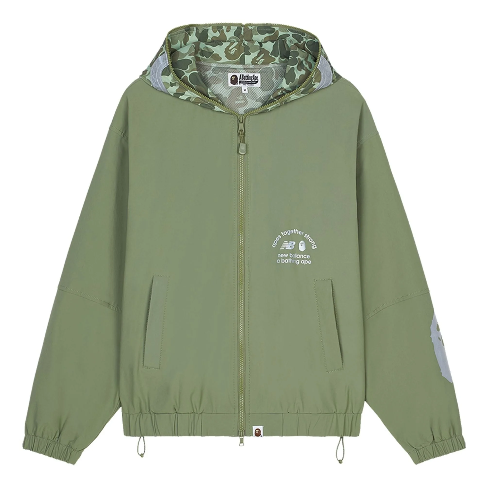 New Balance x BAPE Camouflage Panel Hooded Jacket Green BALJ7000-GRX - 1