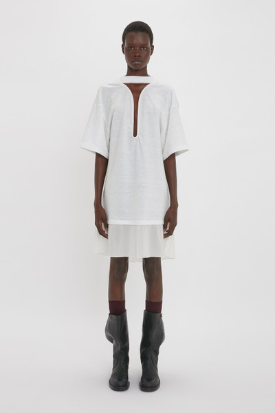 Victoria Beckham Frame Cut-Out T-Shirt Dress In White outlook