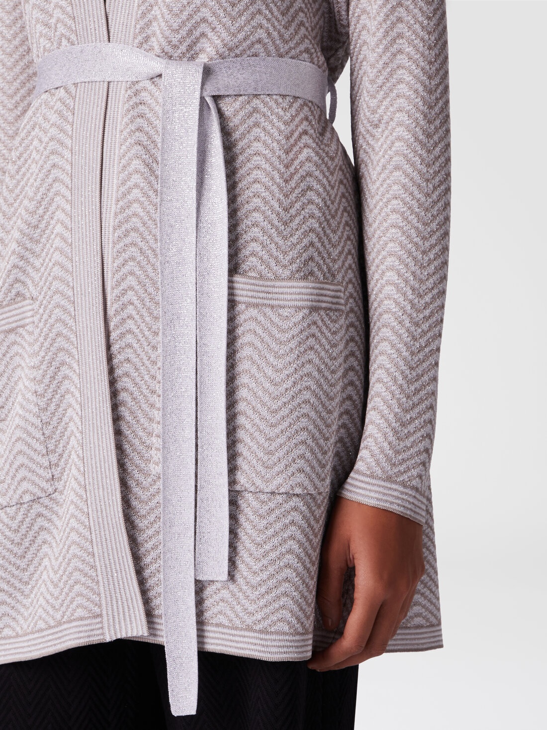 Cardigan wave pattern with belt - 5