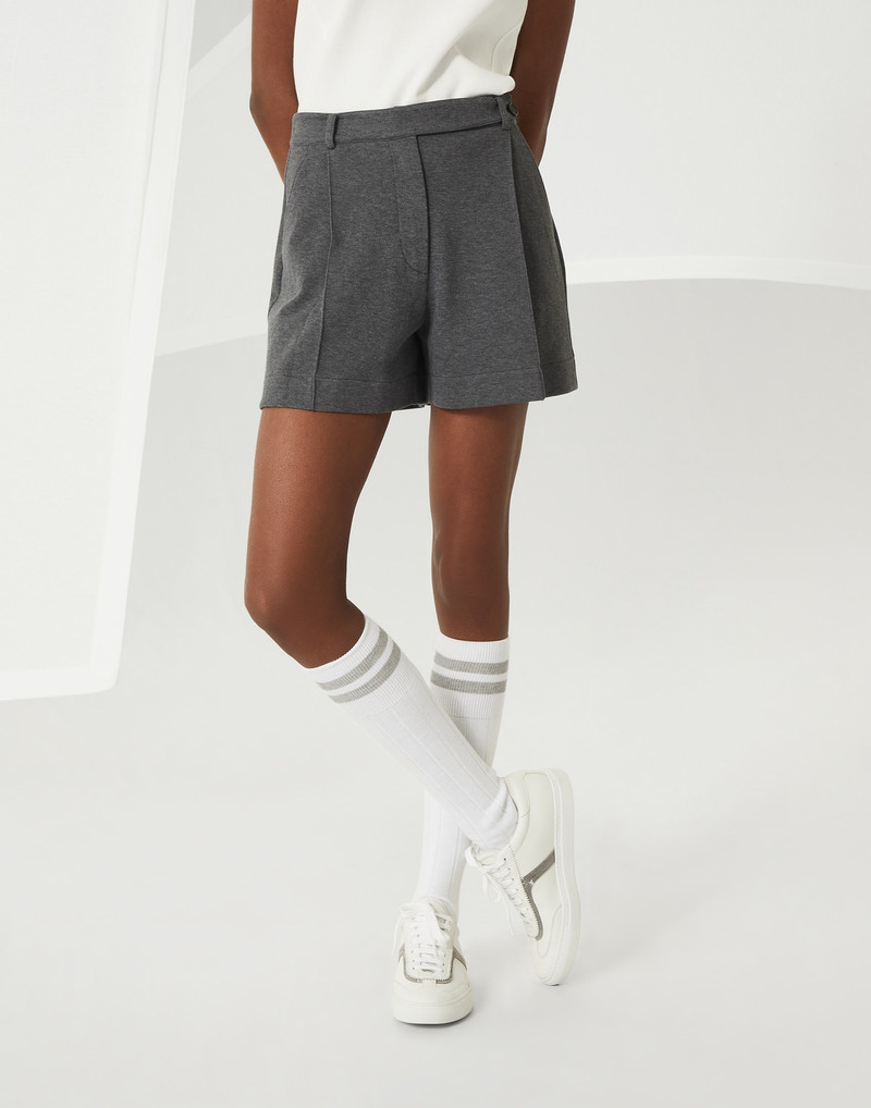 Techno cotton piqué baggy shorts 1