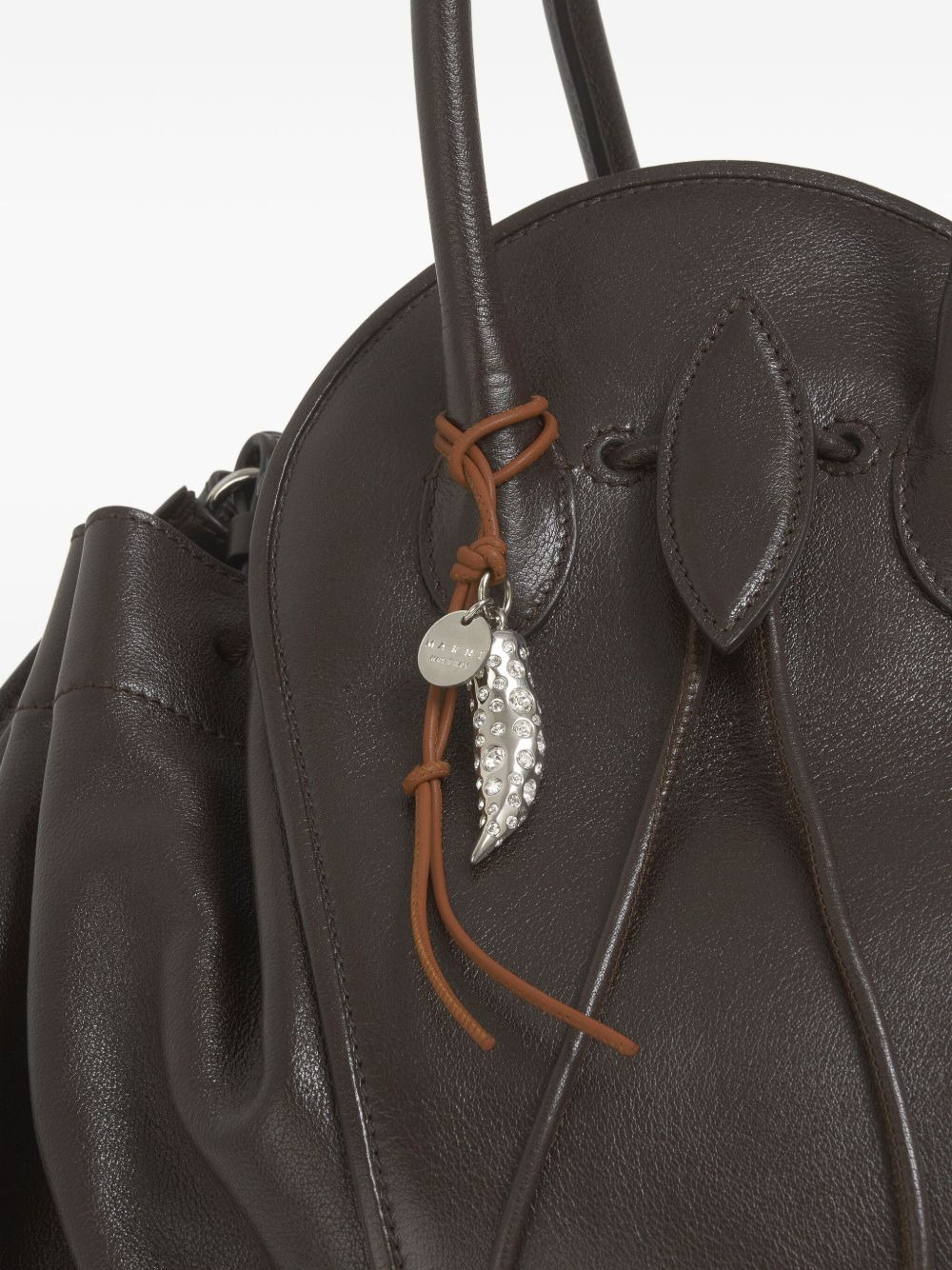 leather crystal-embellished keyring - 3