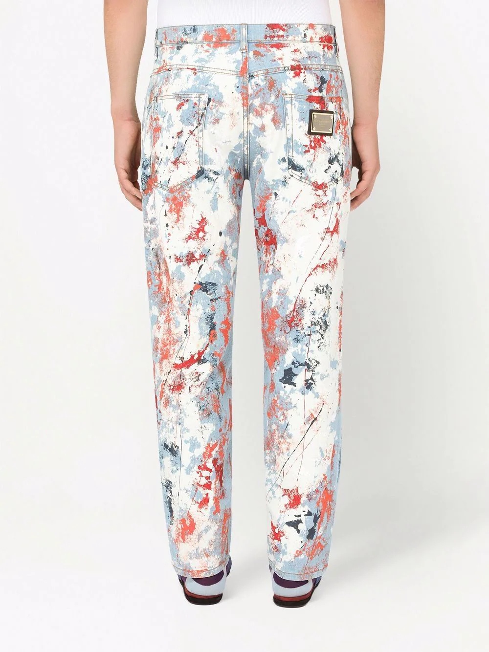 painted-print straight leg jeans - 4