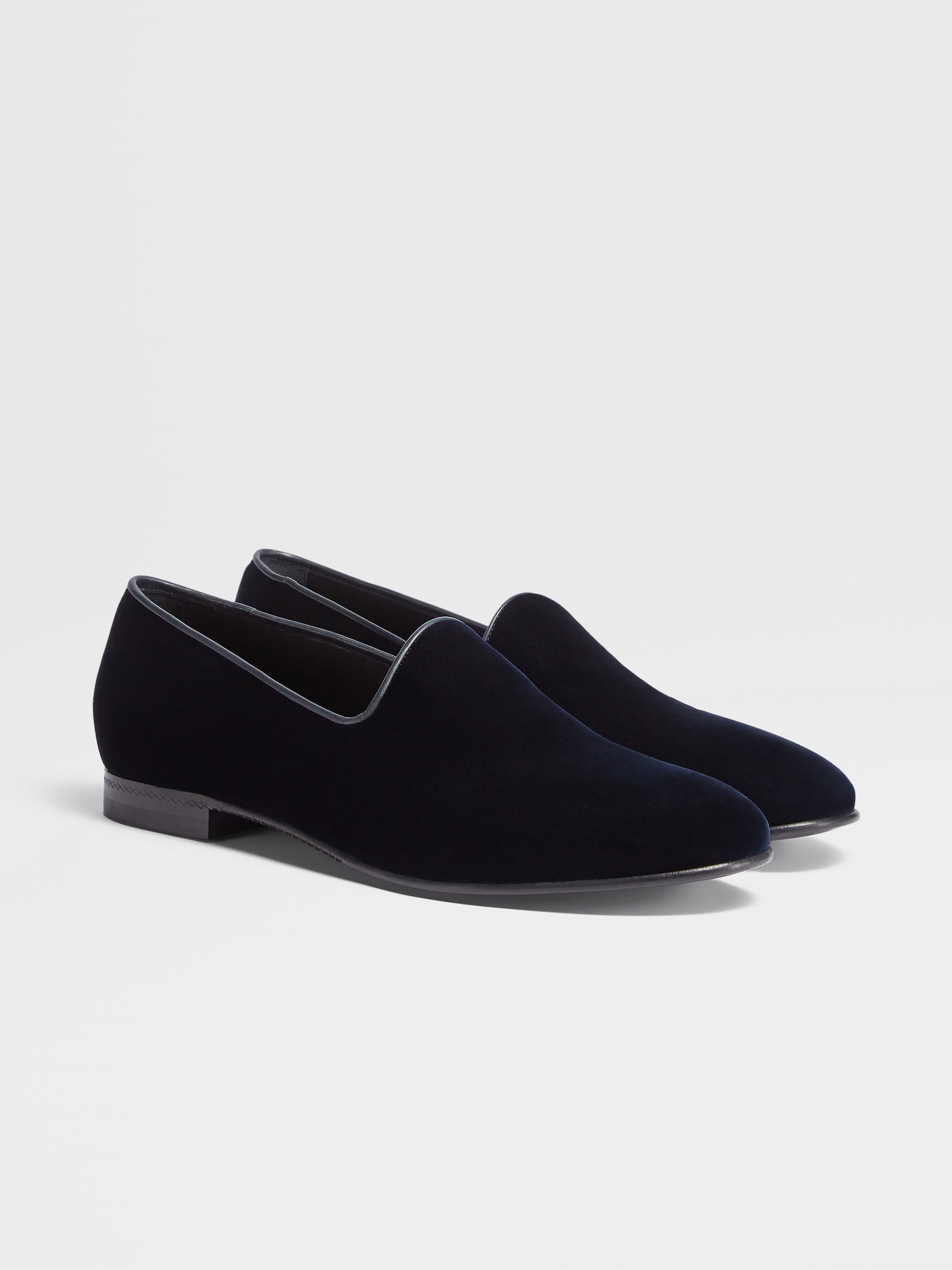 DARK BLUE VELVET PALERMO SLIP ON LOAFERS - 3