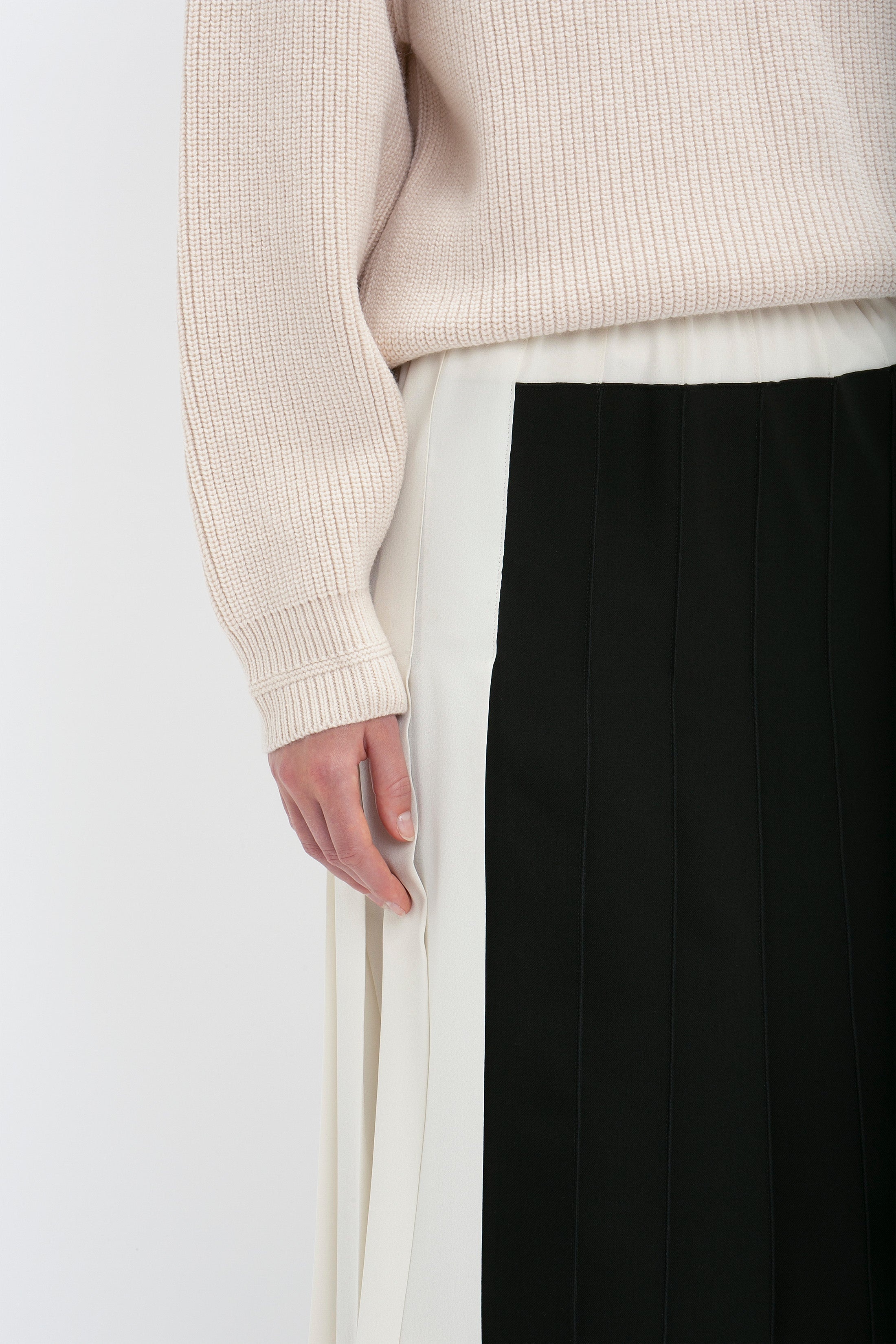 Oversized Polo Neck Jumper In Cream - 8