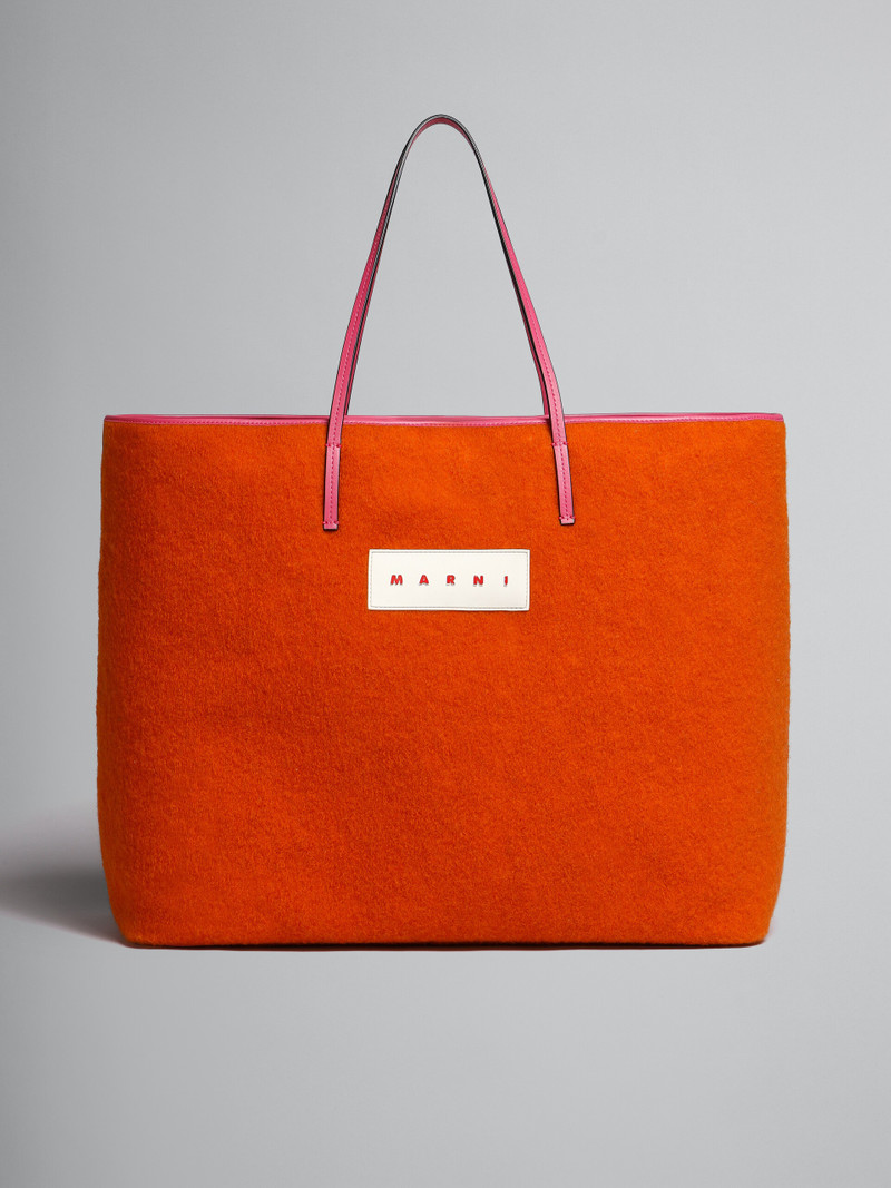 MEDIUM REVERSIBLE JANUS SHOPPING BAG IN ORANGE FELT AND COTTON 1