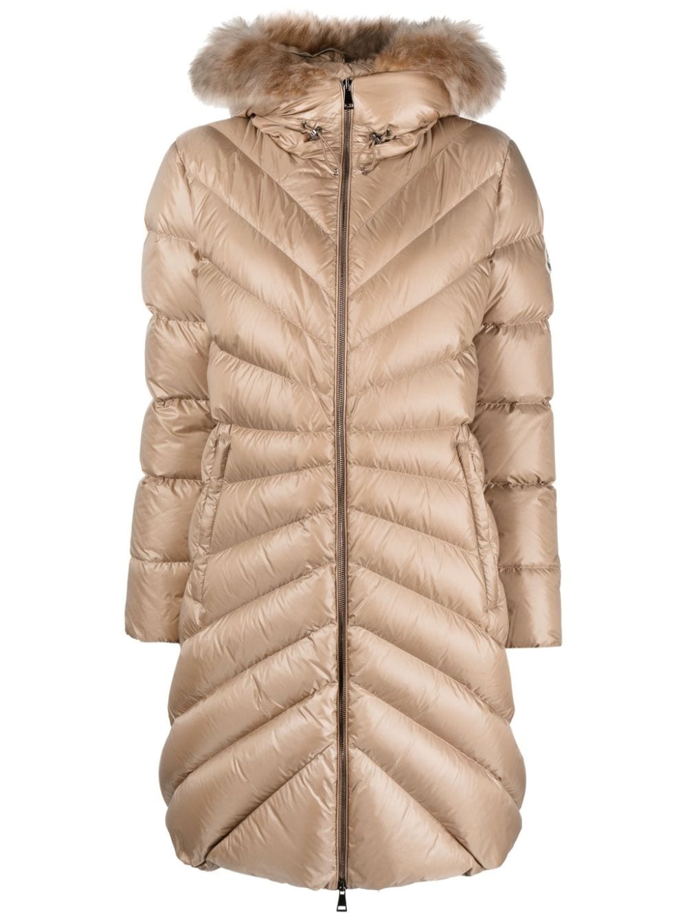 contrast-collar quilted coat - 1