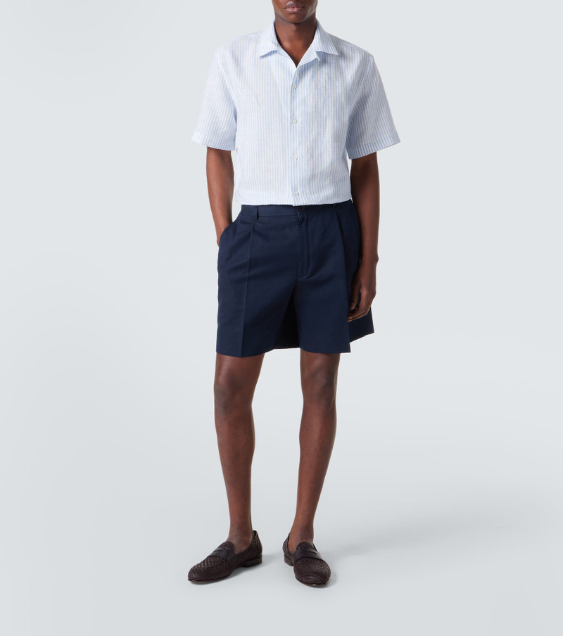 Brioni Striped linen bowling shirt outlook
