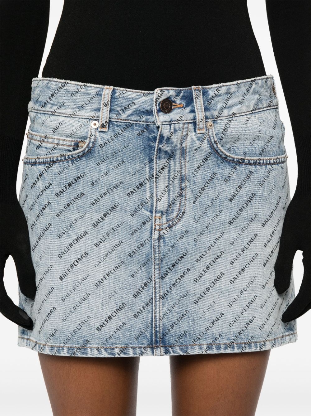 logo-print denim miniskirt - 5