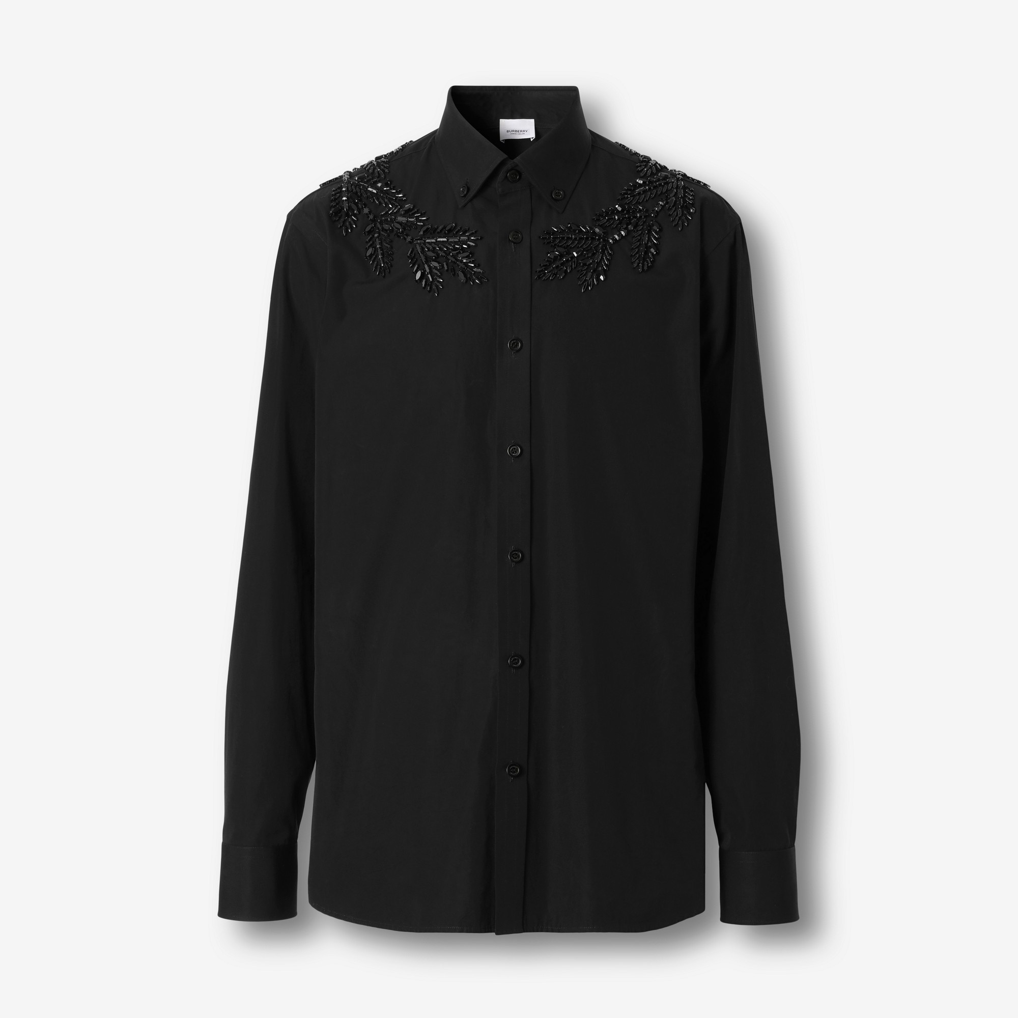 Slim Fit Crystal Oak Leaf Cotton Shirt - 1